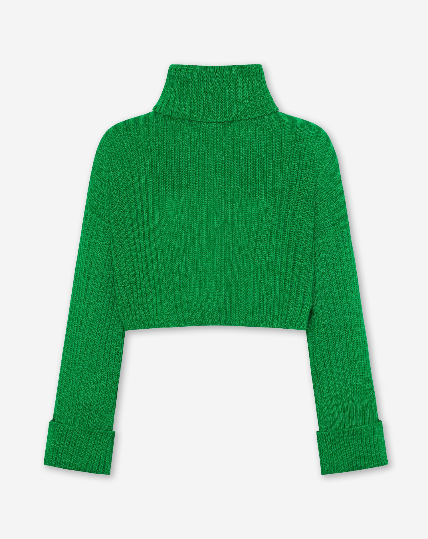 CHUNKY SLEEVES CROPPED KNIT GREEN