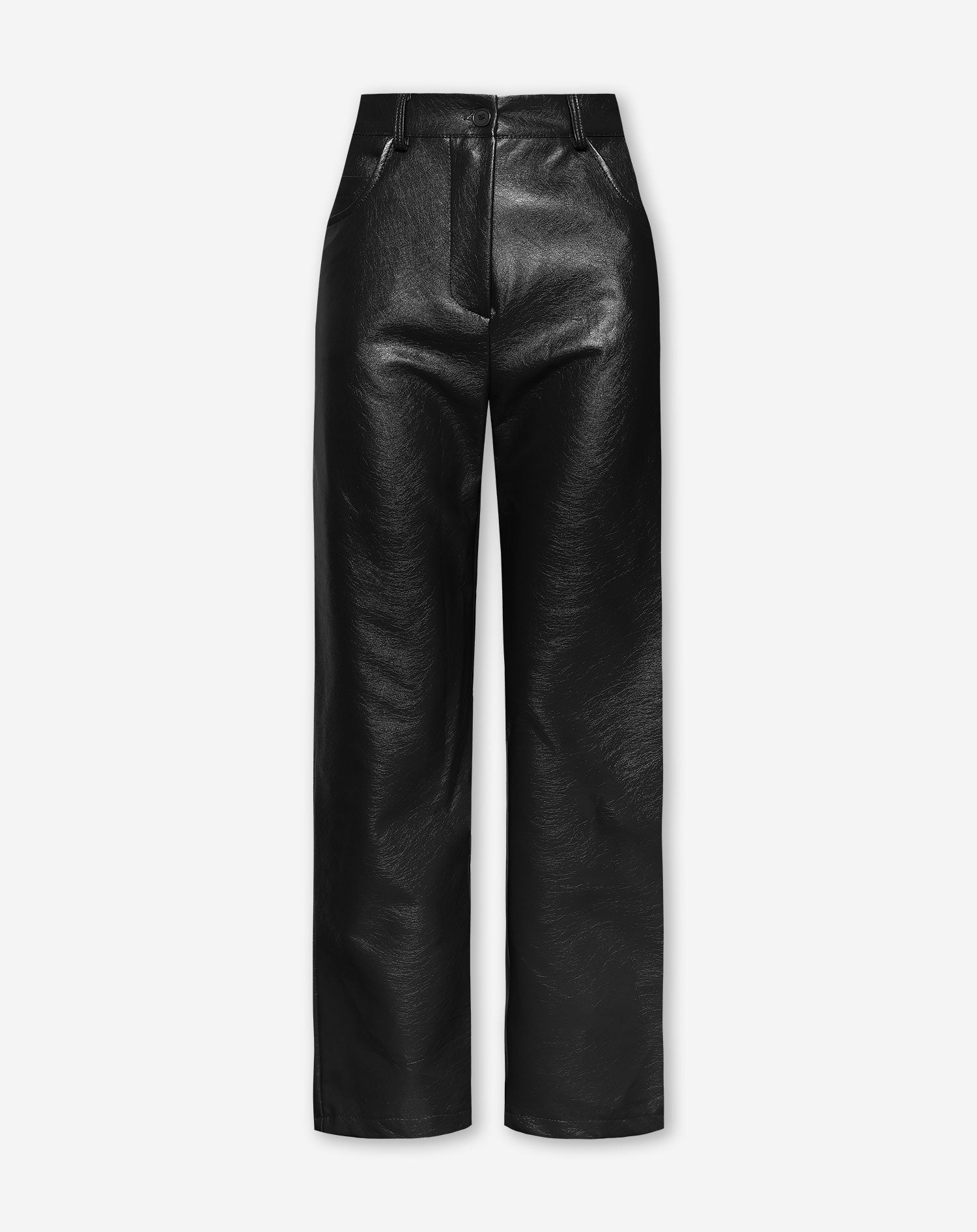 LIQUID LEATHER STRAIGHT LEG PANTS PETITE BLACK