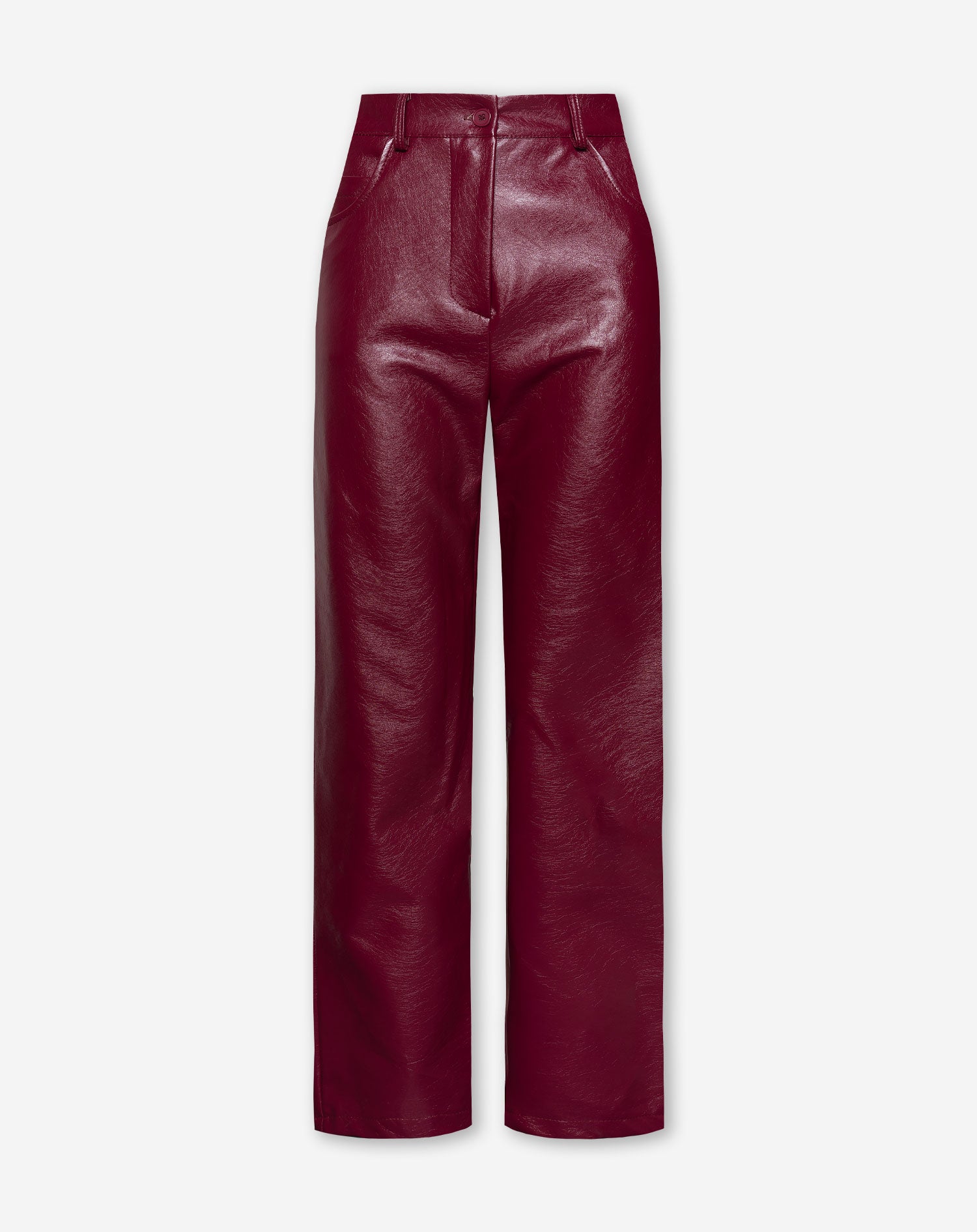 LIQUID LEATHER STRAIGHT LEG PANTS BURGUNDY