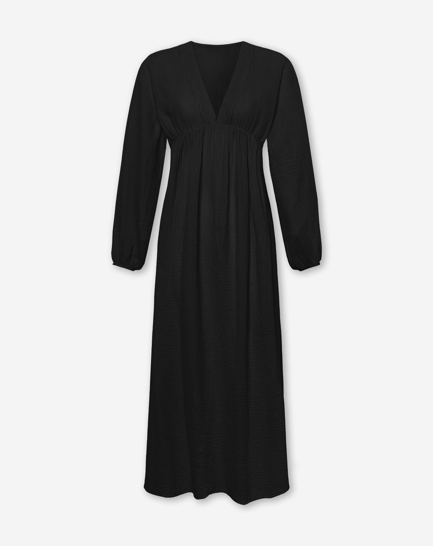 MOUSSELINE FLOWER TAPE MAXI DRESS BLACK