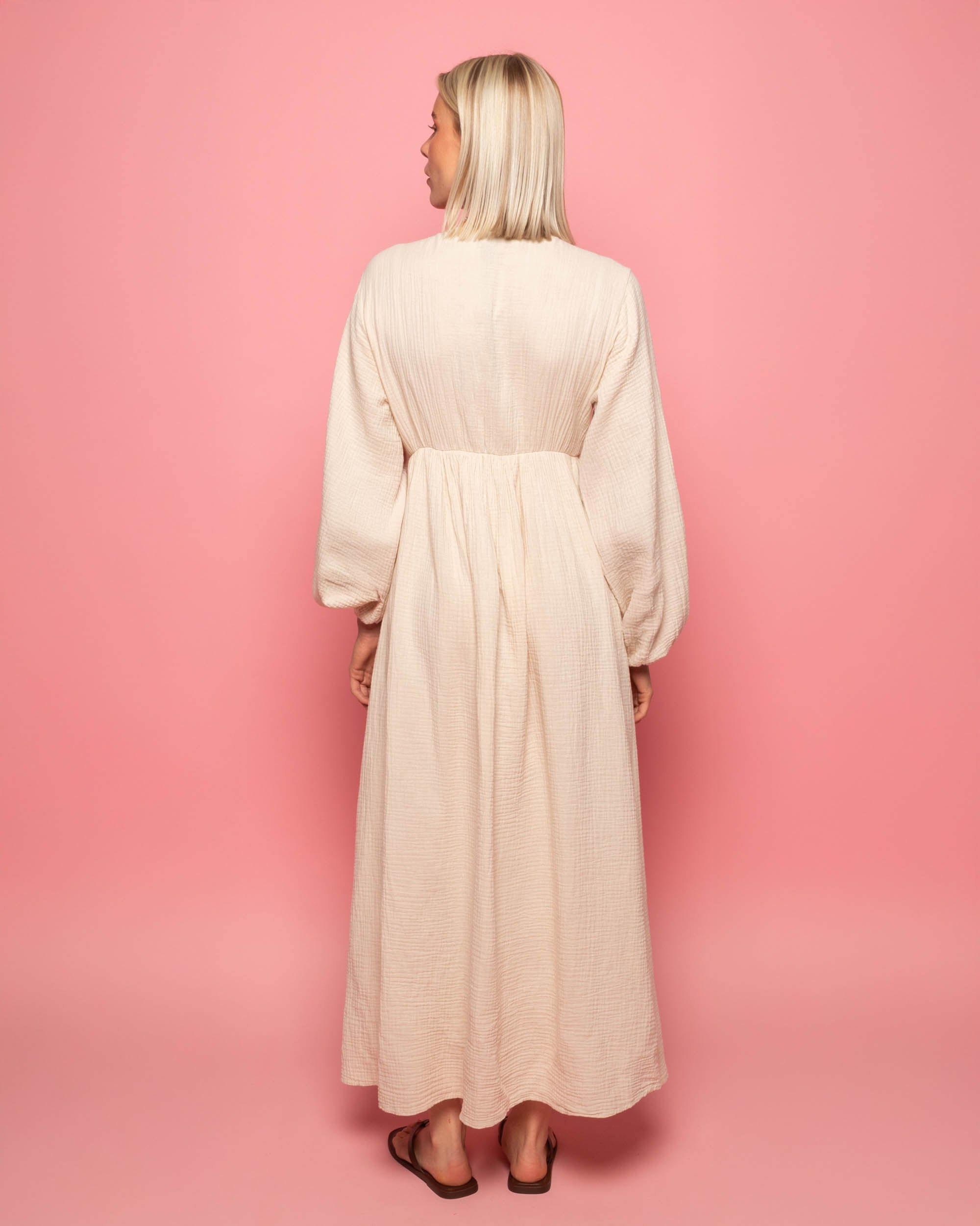 MOUSSELINE FLOWER TAPE MAXI DRESS SAND