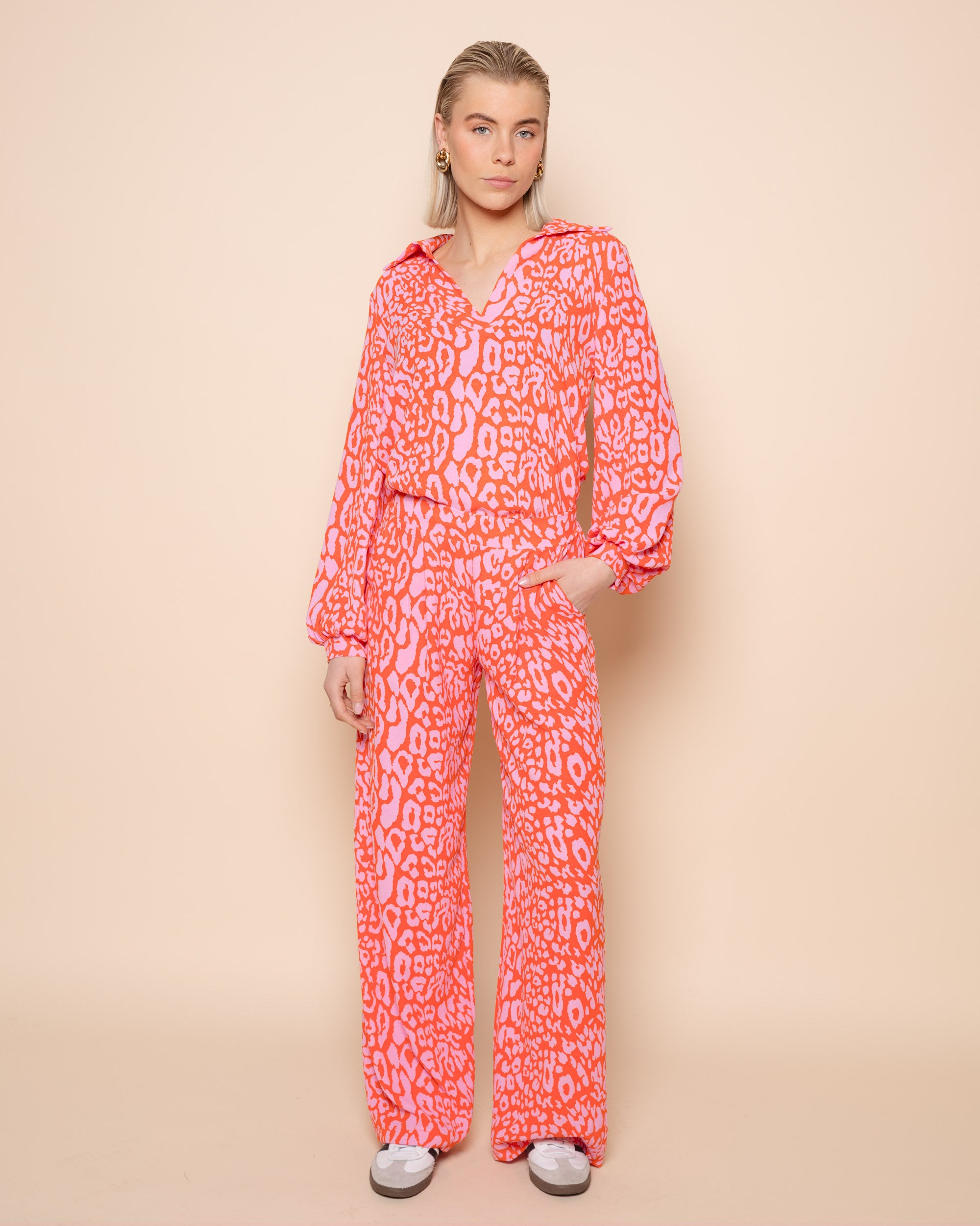 JULIE LEOPARD PANTALON PETITE ORANJE