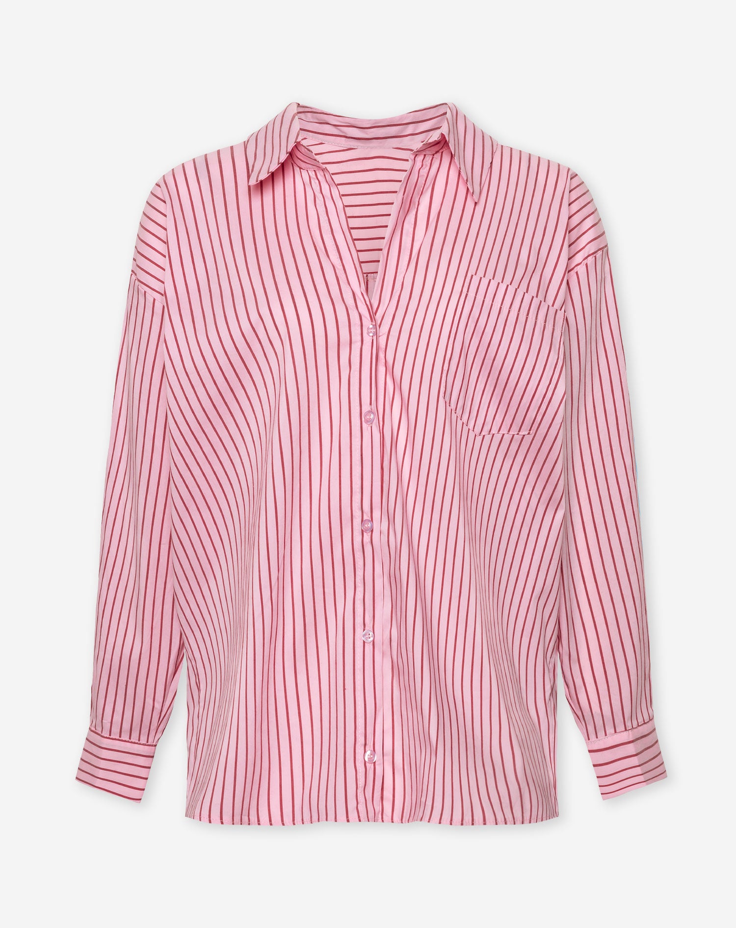 POPLIN STRIPE OVERSIZED BLOUSE PINK