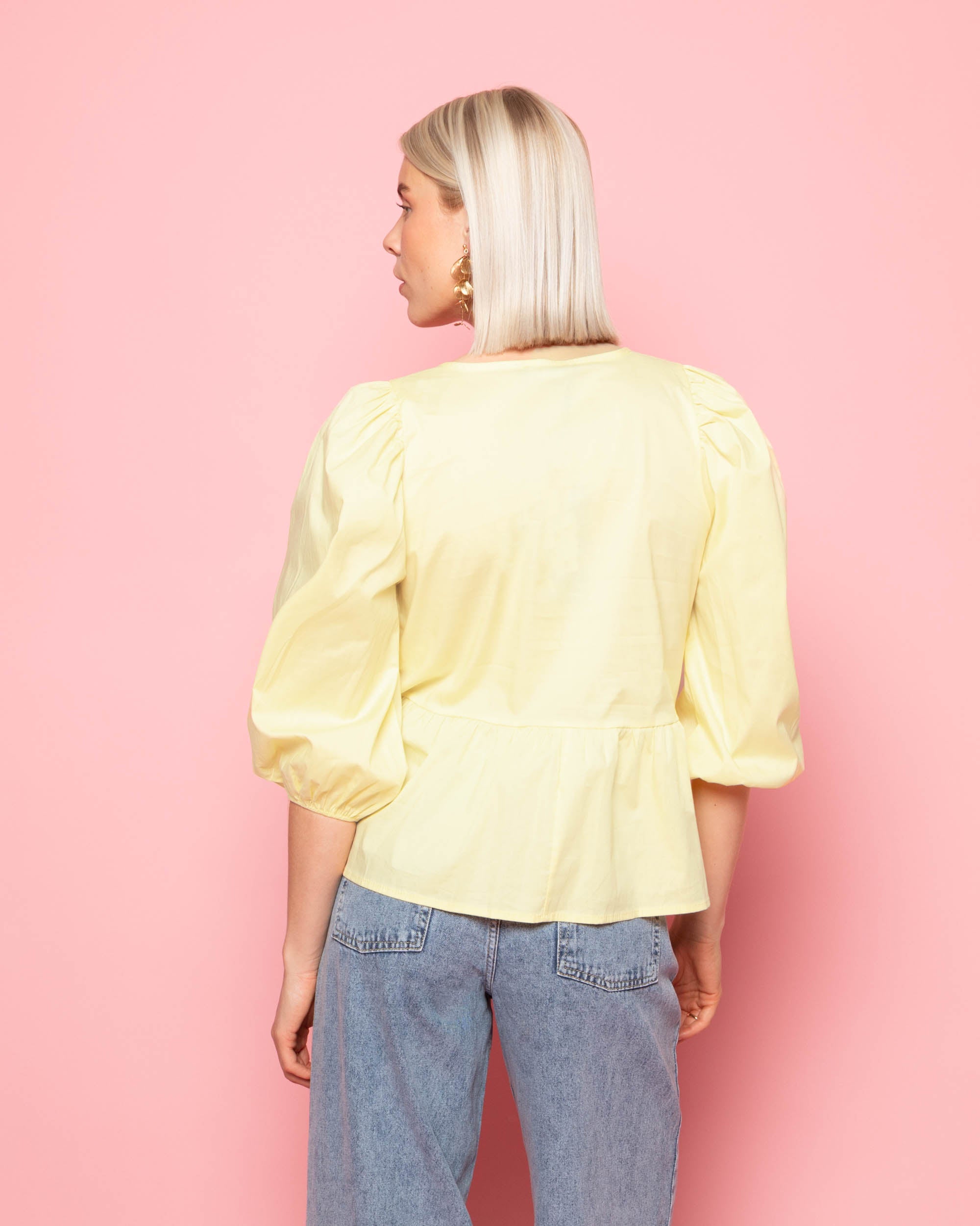 POPLIN BOWS TOP BUTTER YELLOW