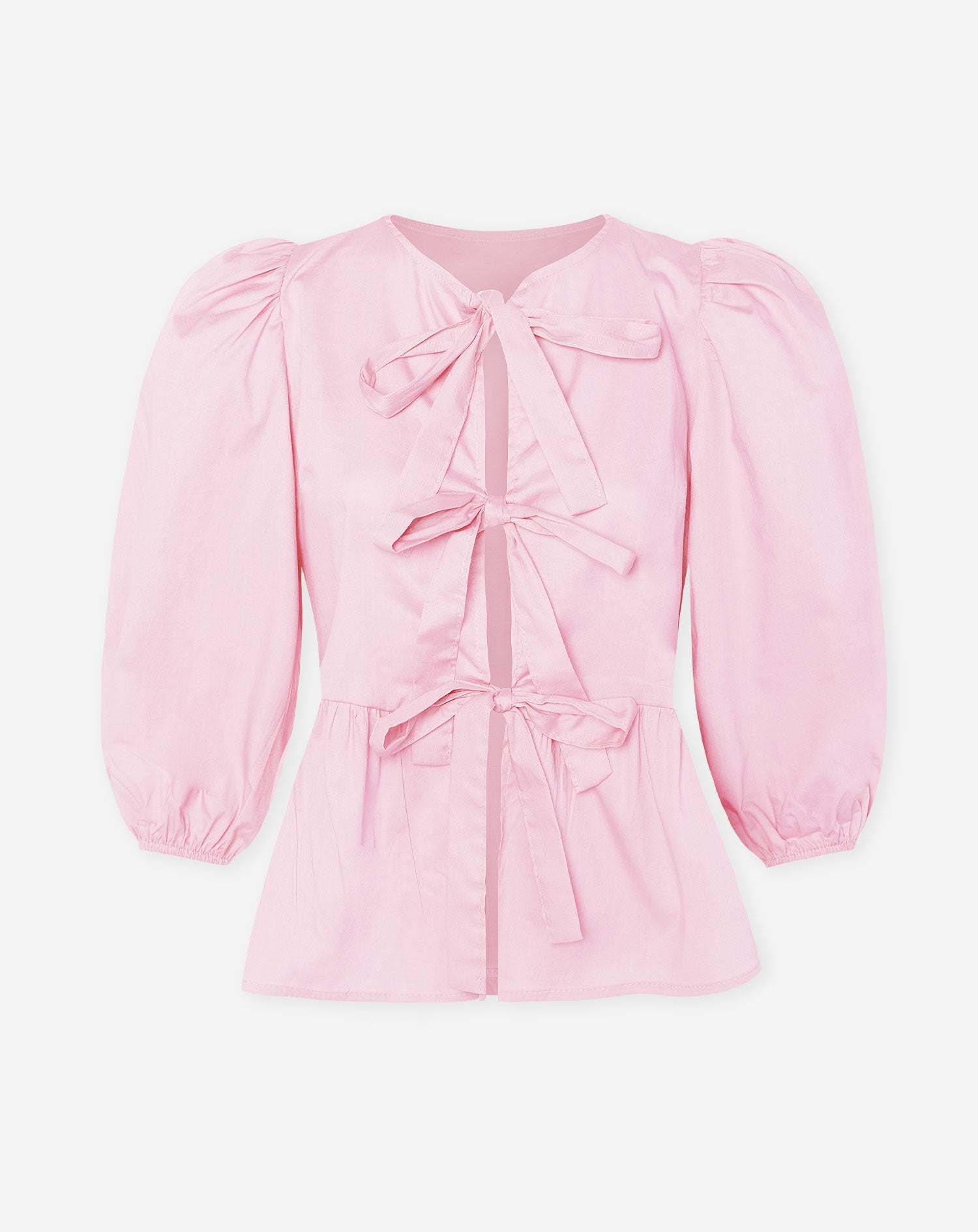 POPLIN BOWS TOP LIGHT PINK