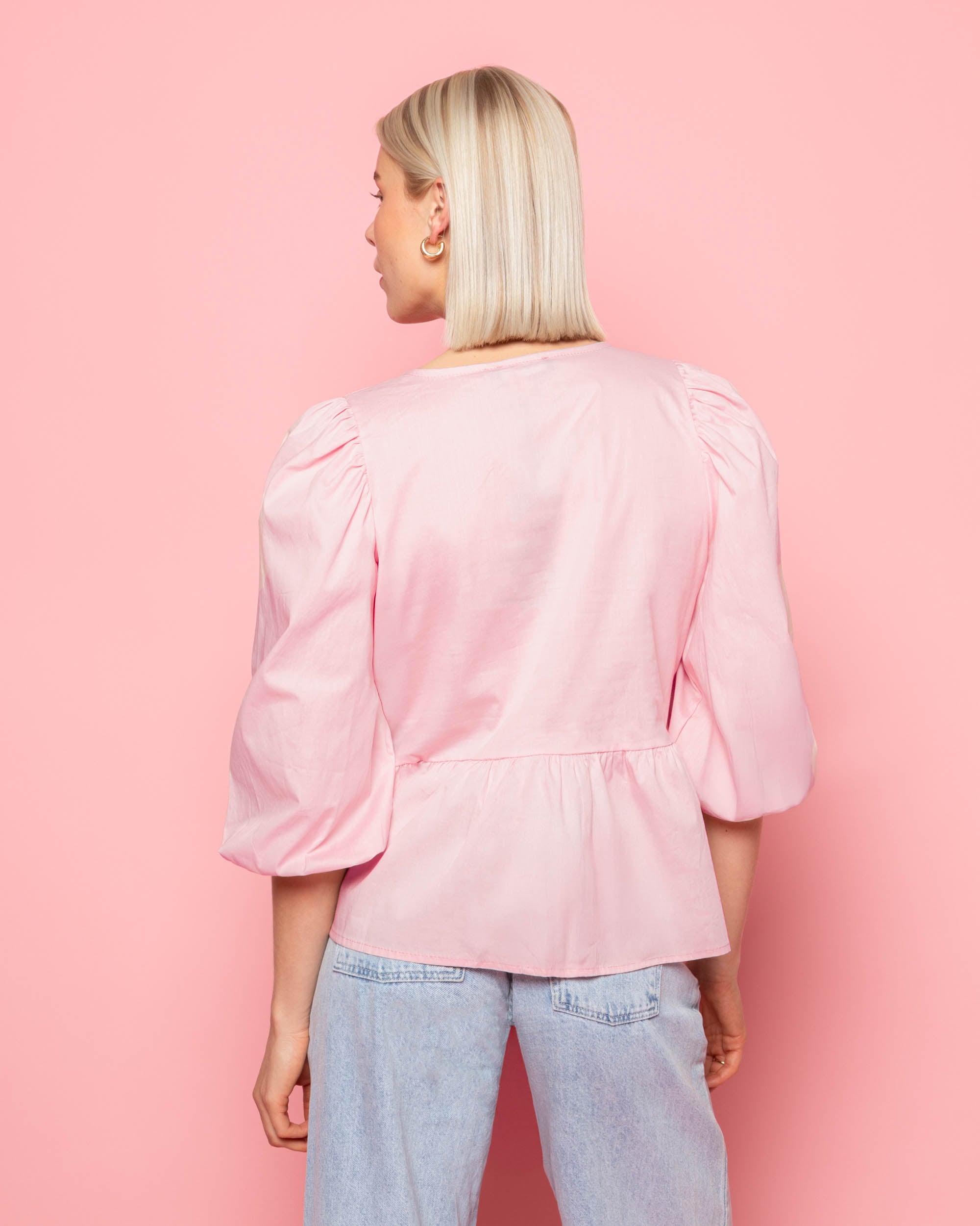 POPLIN BOWS TOP LIGHT PINK