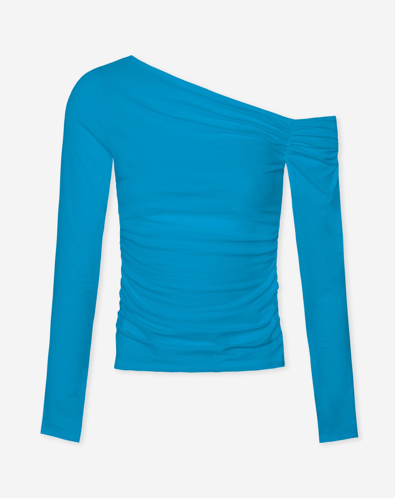 TAMAR OFF SHOULDER RUCHED TOP AQUA