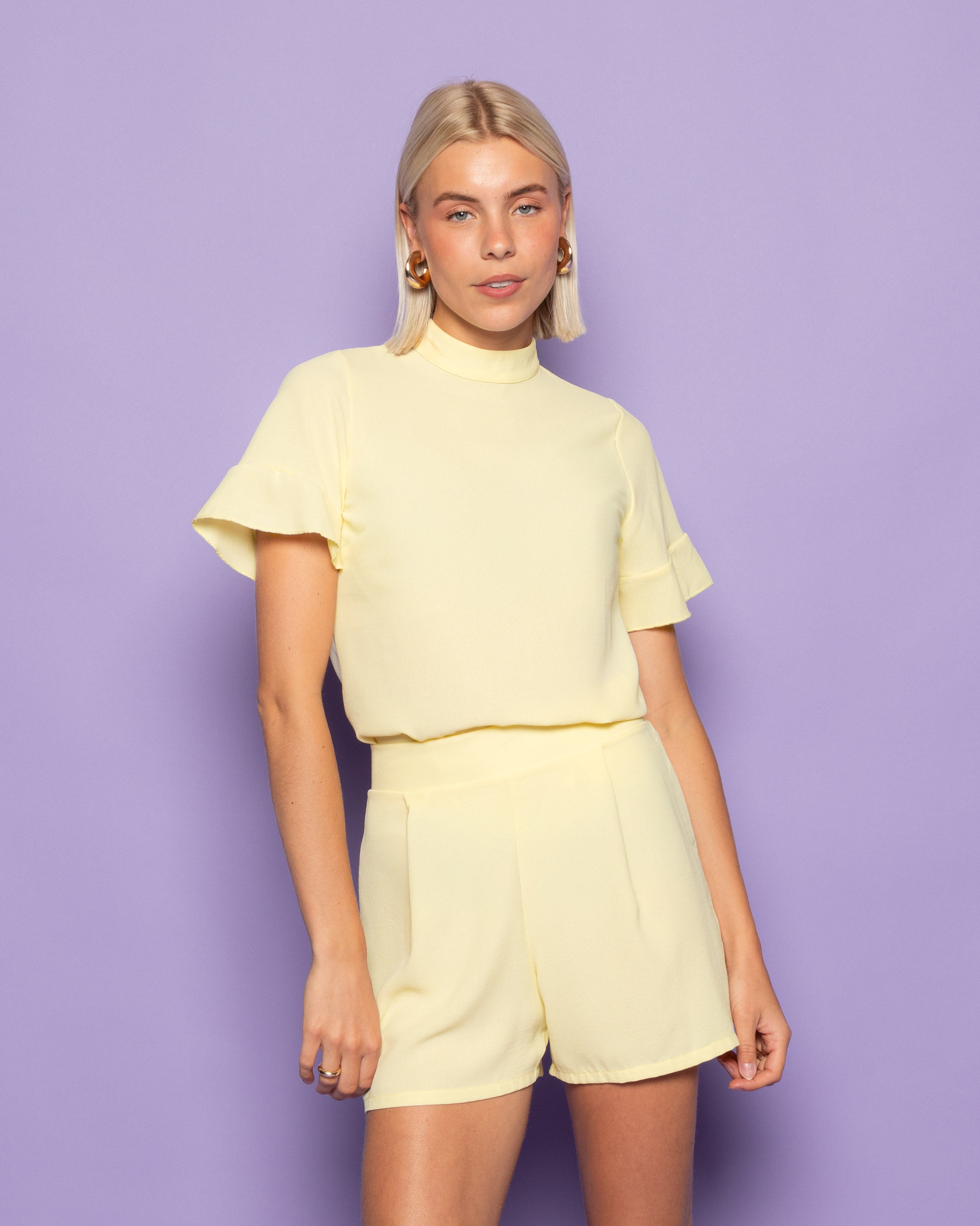 JULIE RUFFLE TOP BUTTER YELLOW