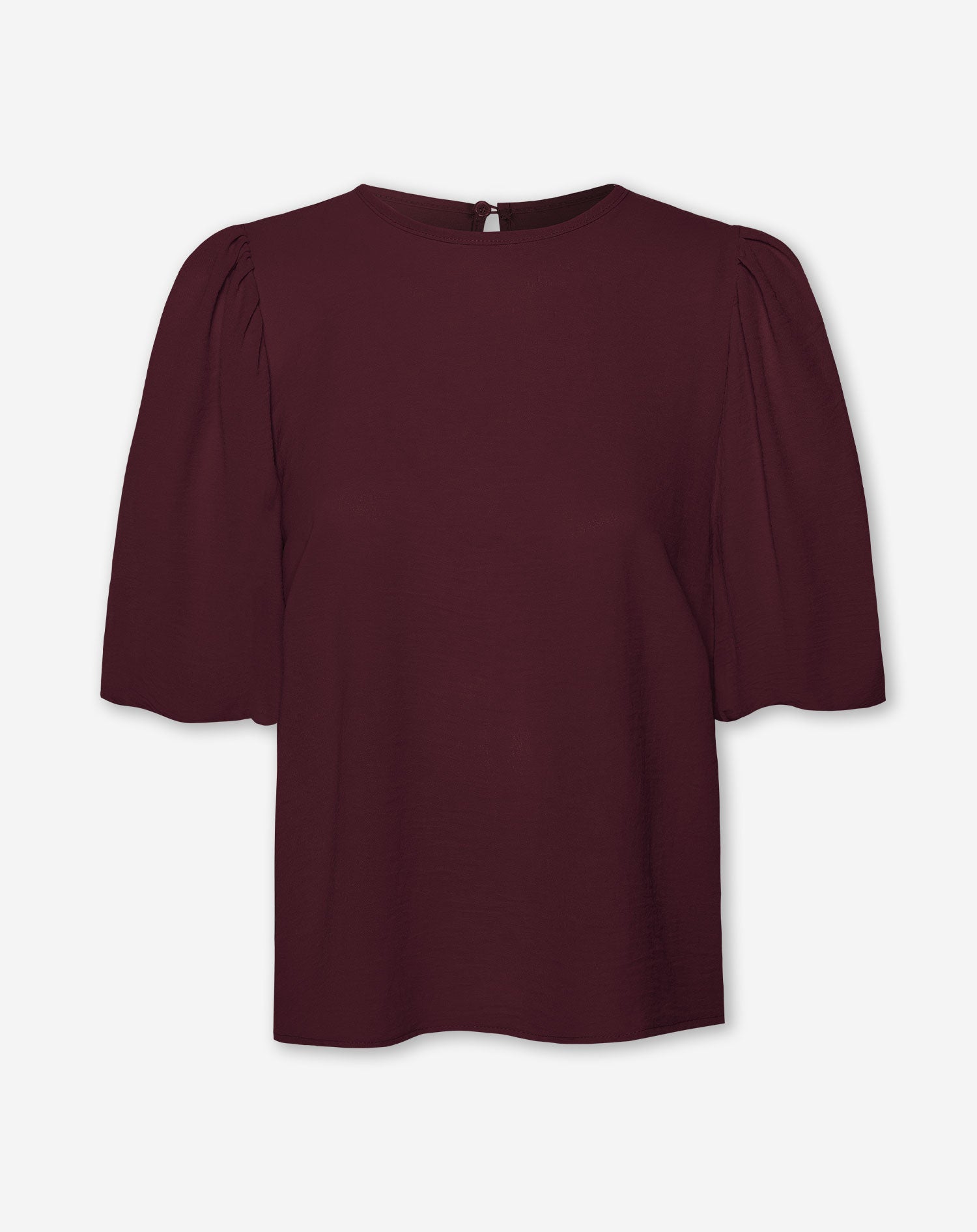 JULIE PUFF SLEEVE TOP DARK BURGUNDY