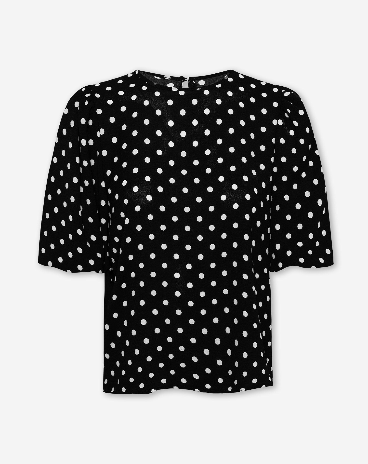 JULIE DOT PUFF SLEEVE TOP BLACK