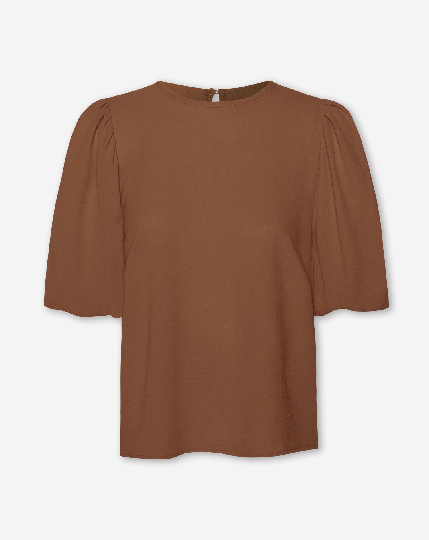 JULIE PUFF SLEEVE TOP LIGHT BROWN