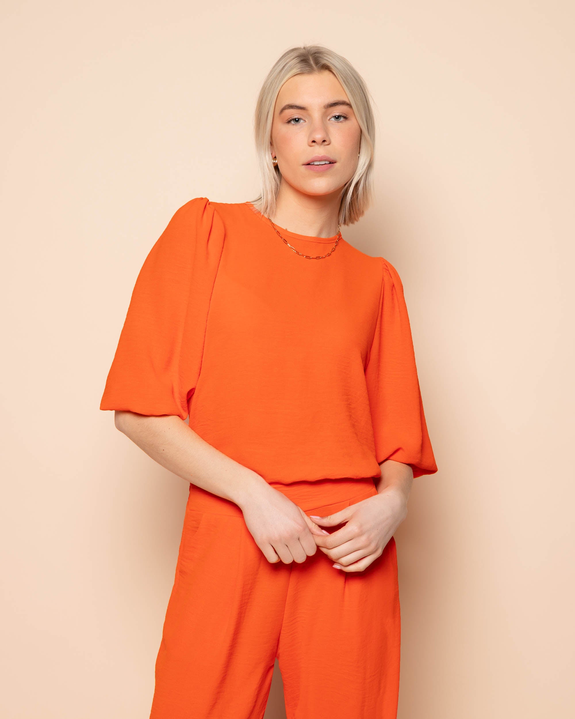 JULIE PUFF SLEEVE TOP ORANGE