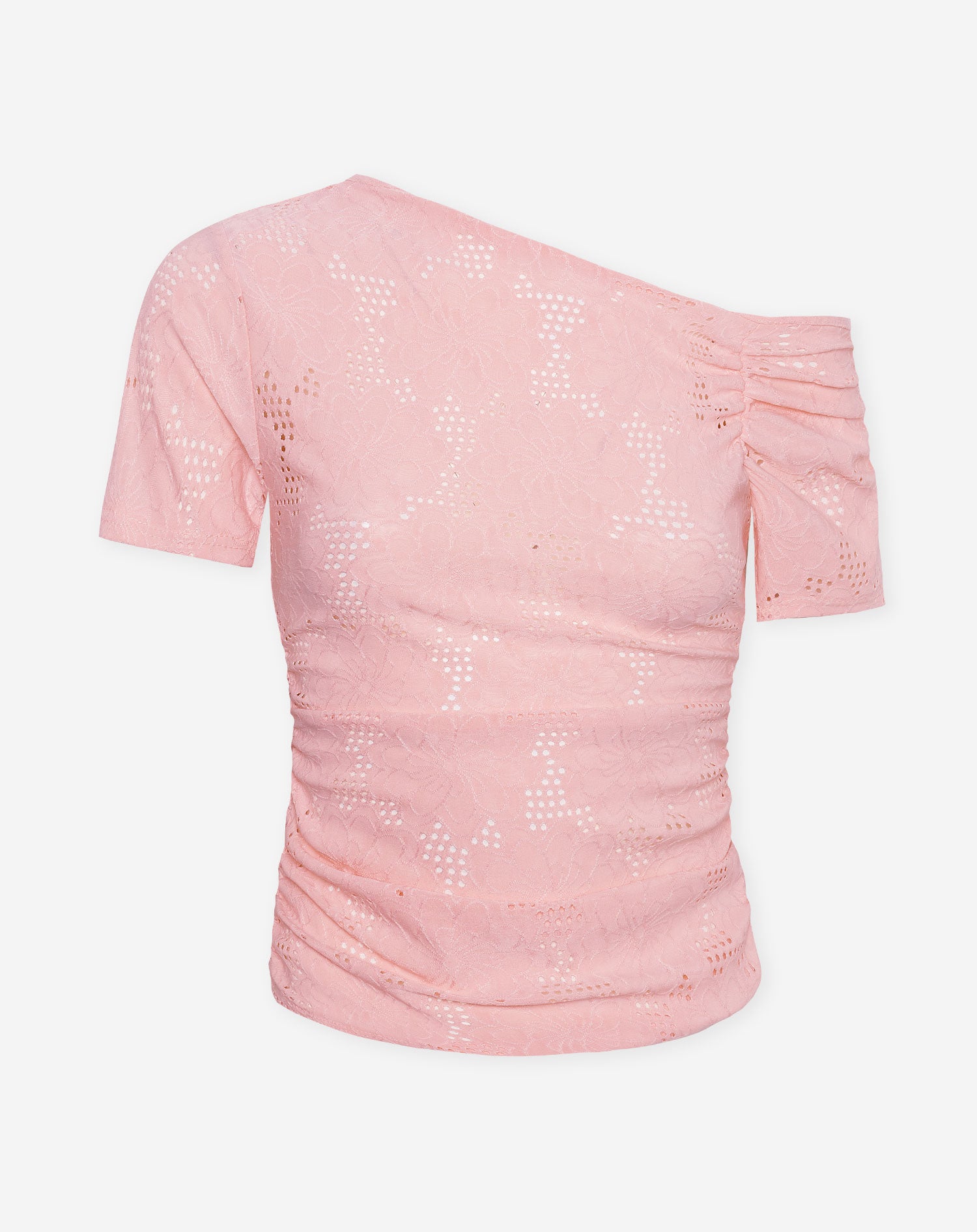 FLOWER RUCHED SHORT SLEEVE TOP PINK