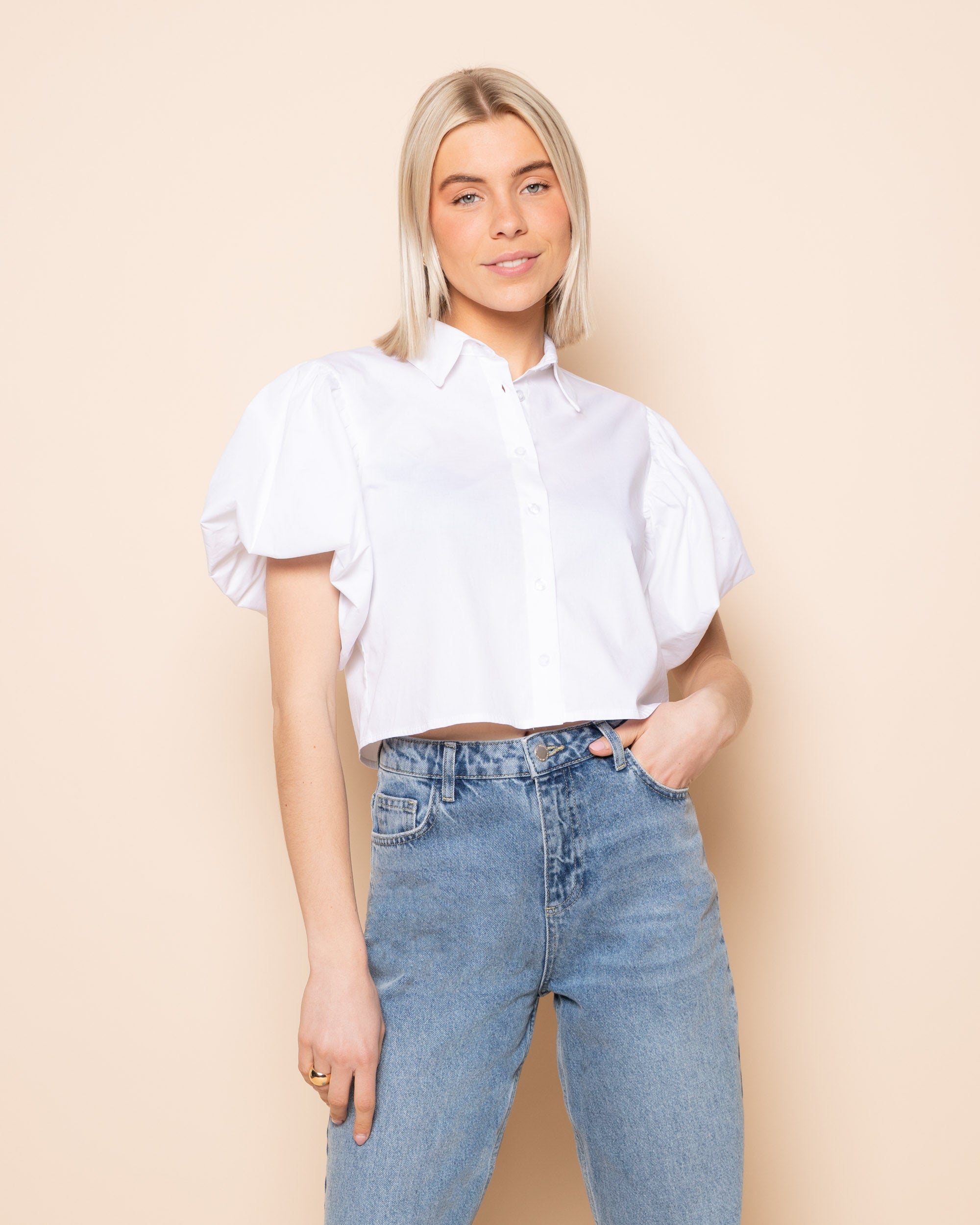 BALLOON SLEEVE BLOUSE WIT