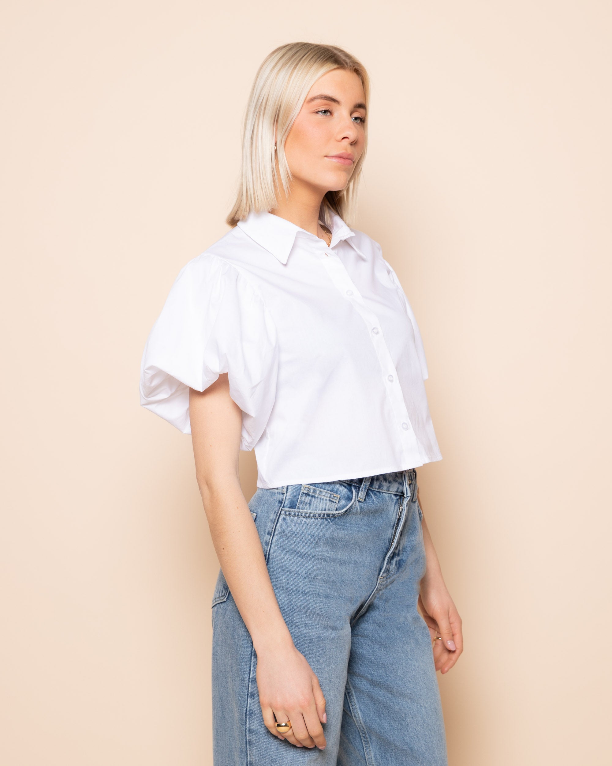 BALLOON SLEEVE BLOUSE WIT