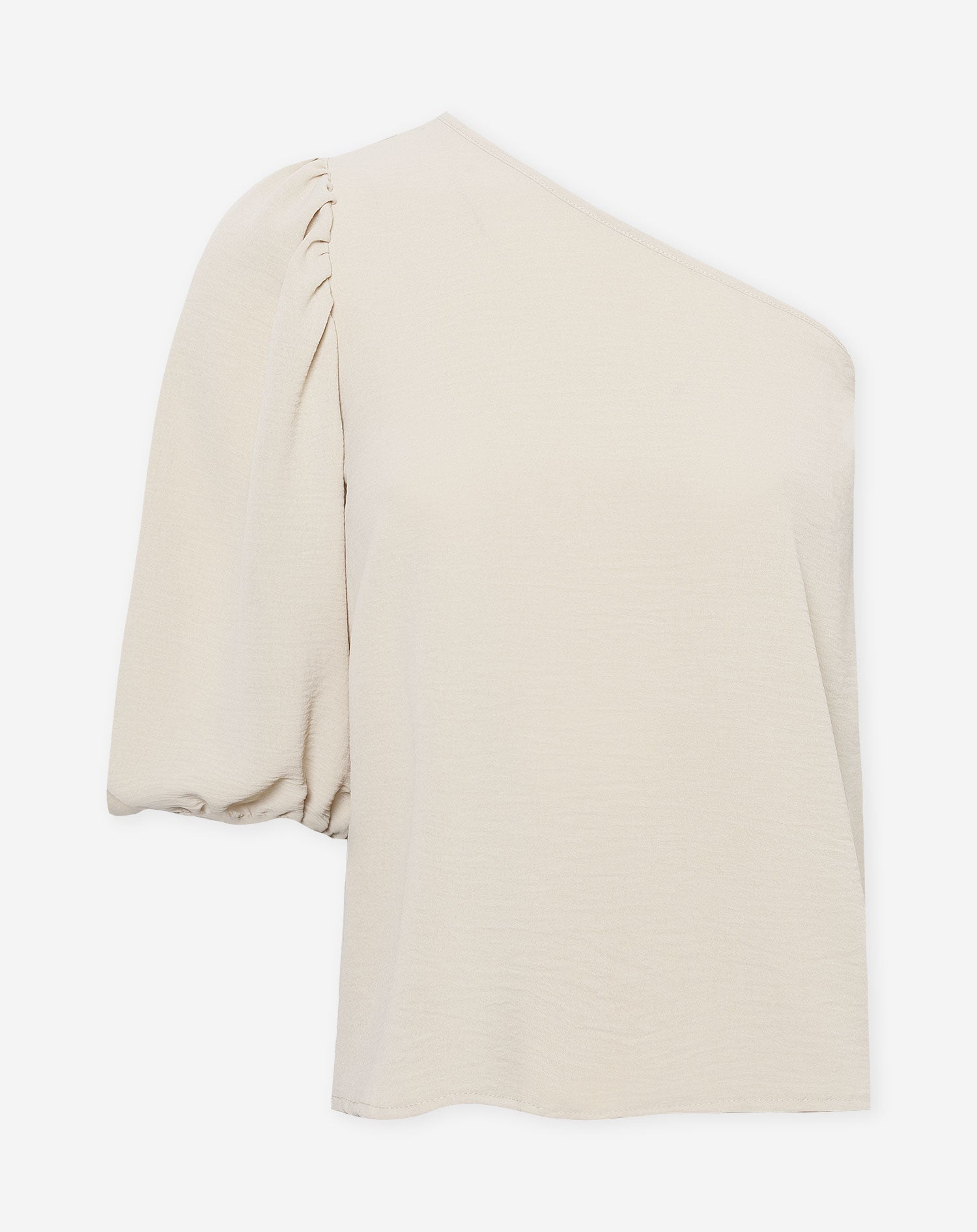 JULIE ONE SHOULDER PUFF SLEEVE TOP BEIGE