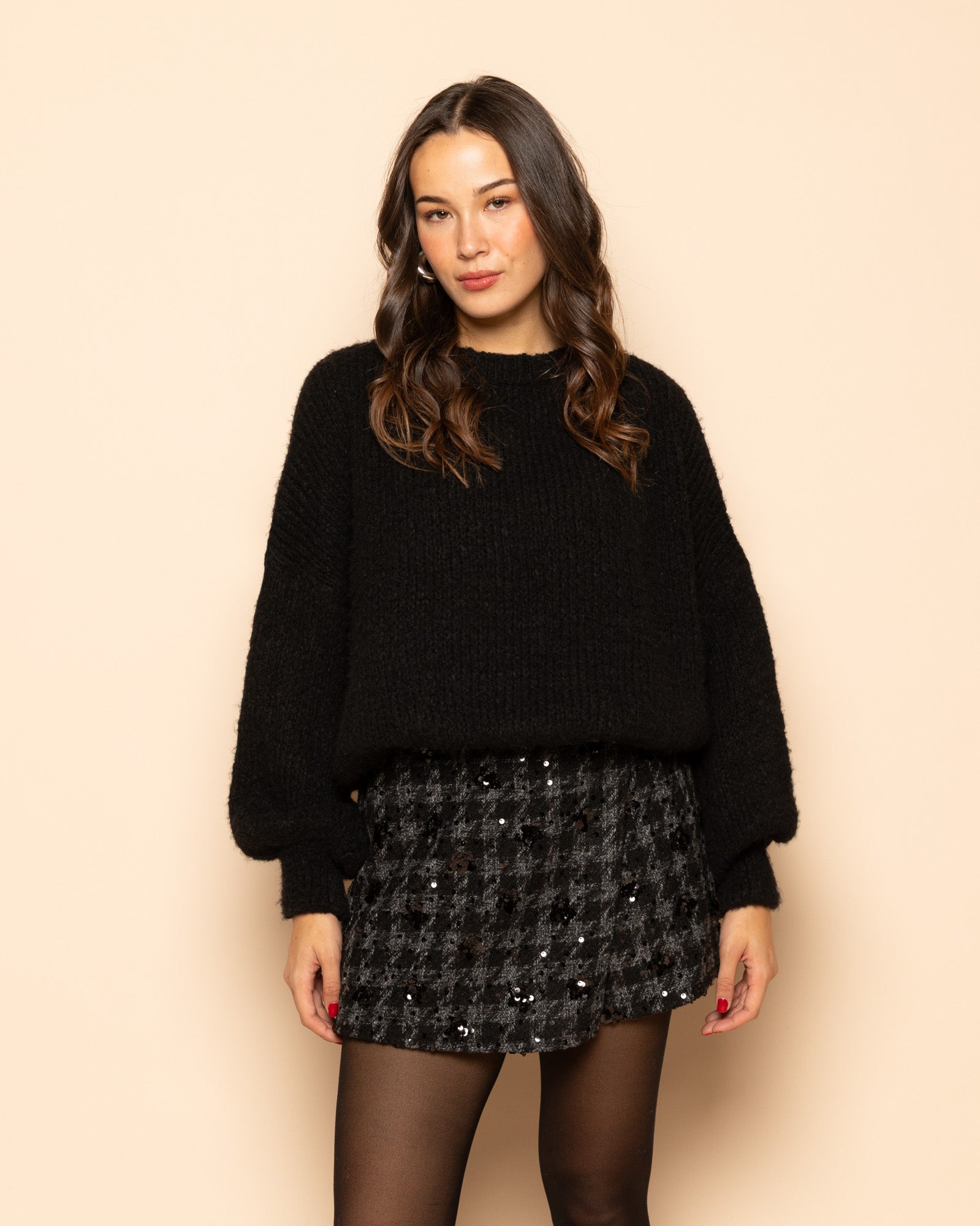 CHECK BEADS SHORTS BLACK