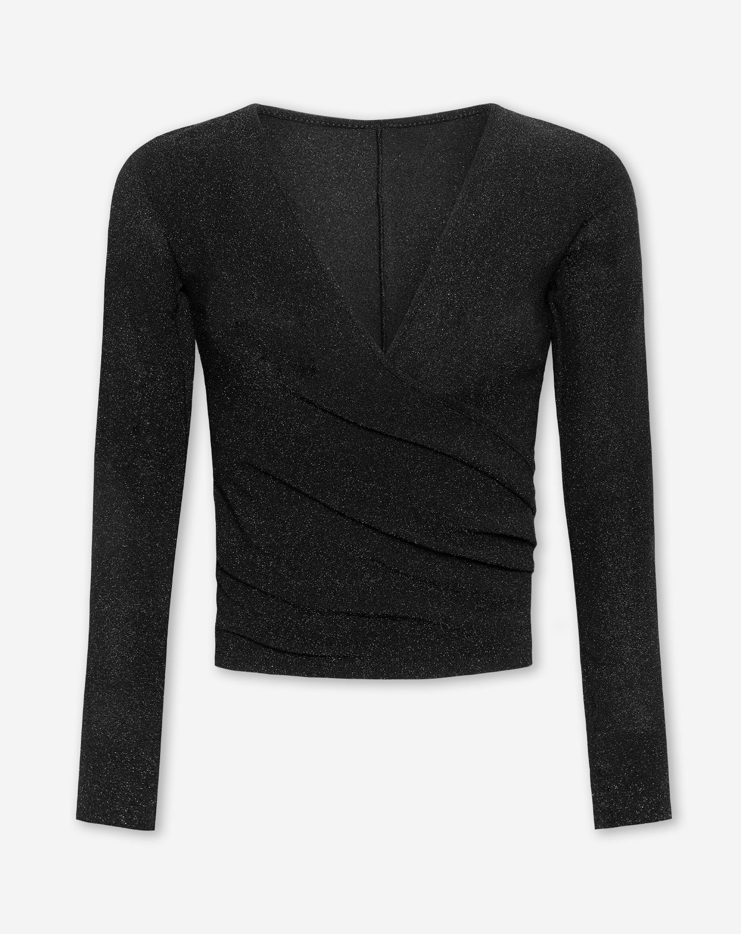 MARY GLITTER WRAP TOP BLACK