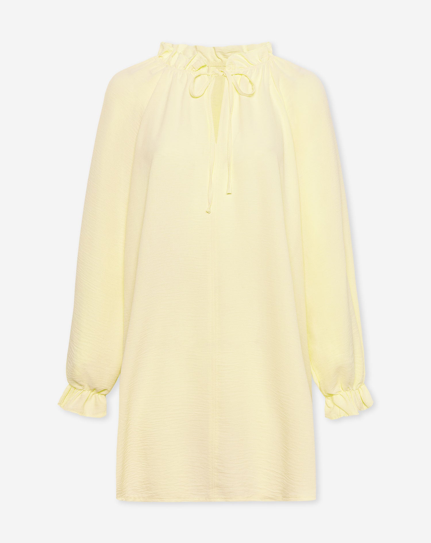 JULIE RUFFLE NECK DRESS BUTTER YELLOW