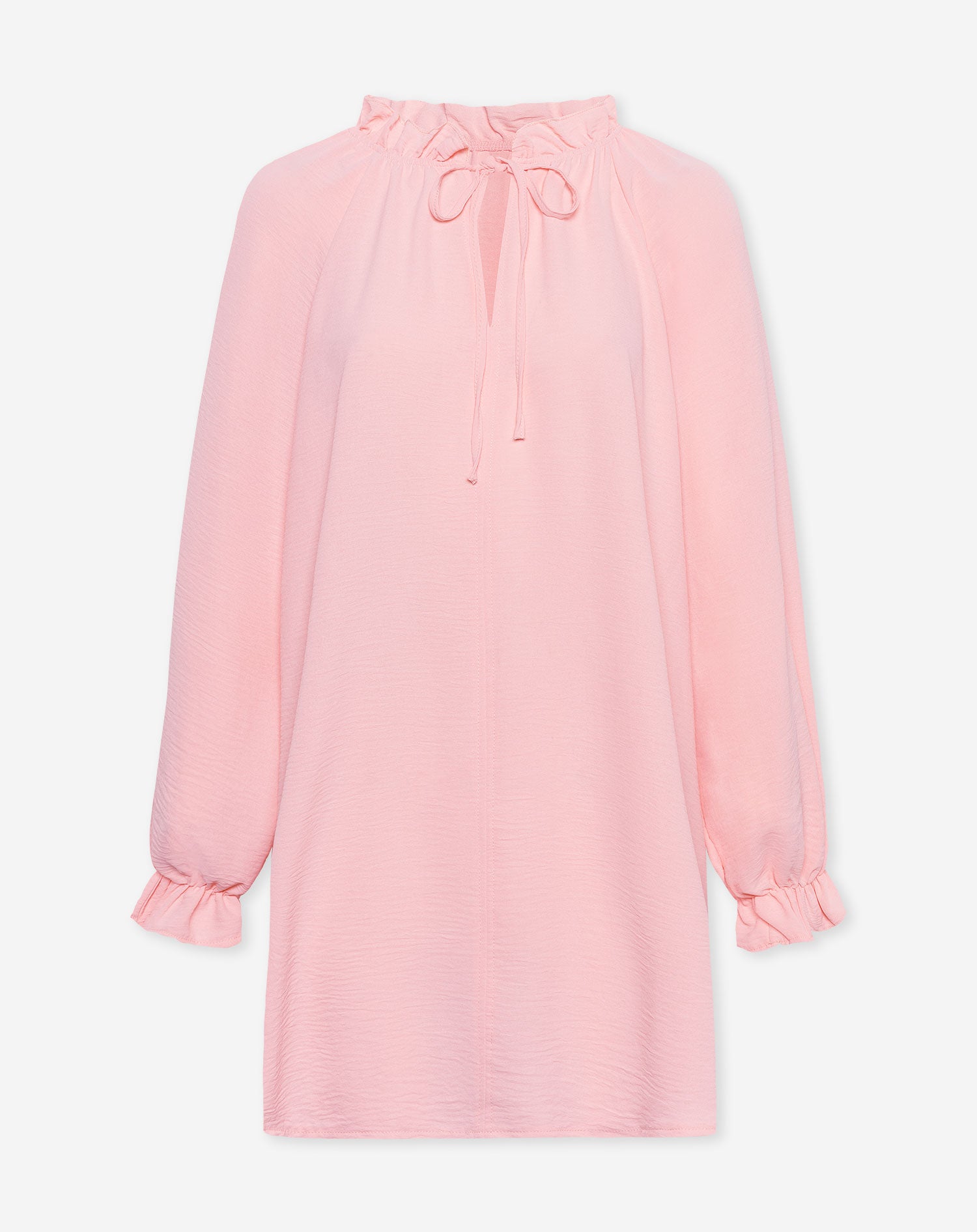 JULIE RUFFLE NECK DRESS LIGHT PINK