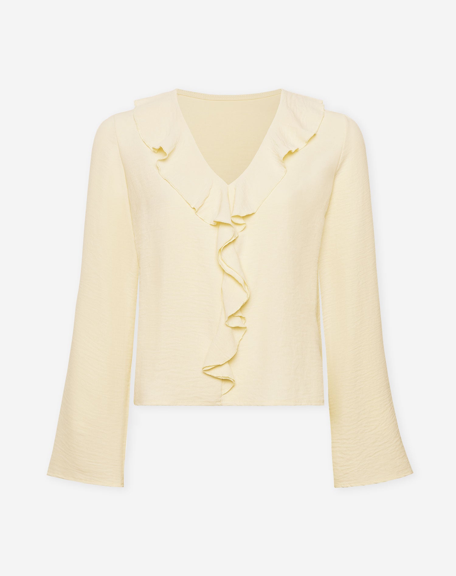 JULIE RUFFLE V-NECK TOP BUTTER YELLOW