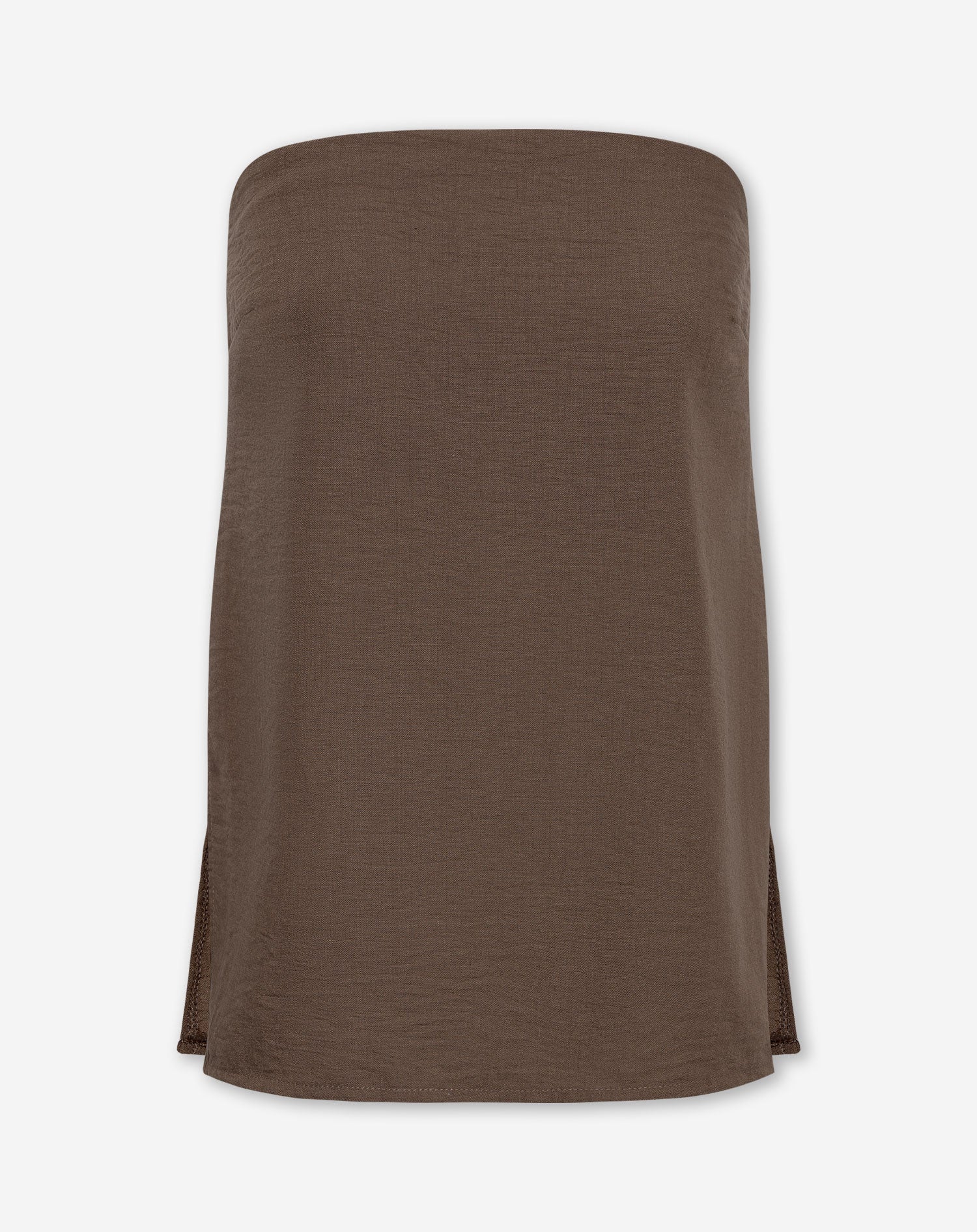 IZZY LINEN STRAPLESS TOP BRUIN