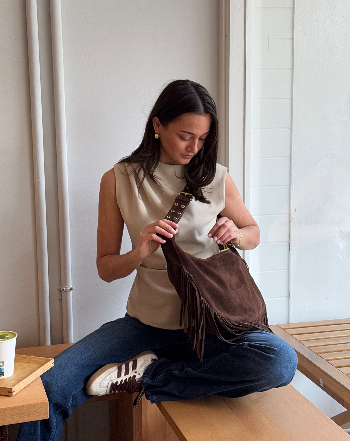 SOFIA RUCHED TOP BEIGE