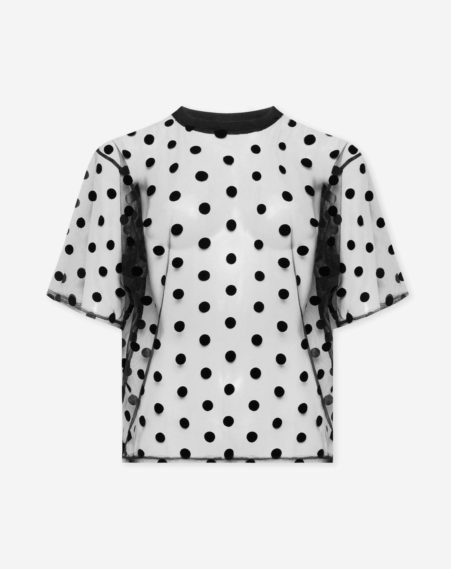 DOTS MESH TEE TOP BLACK
