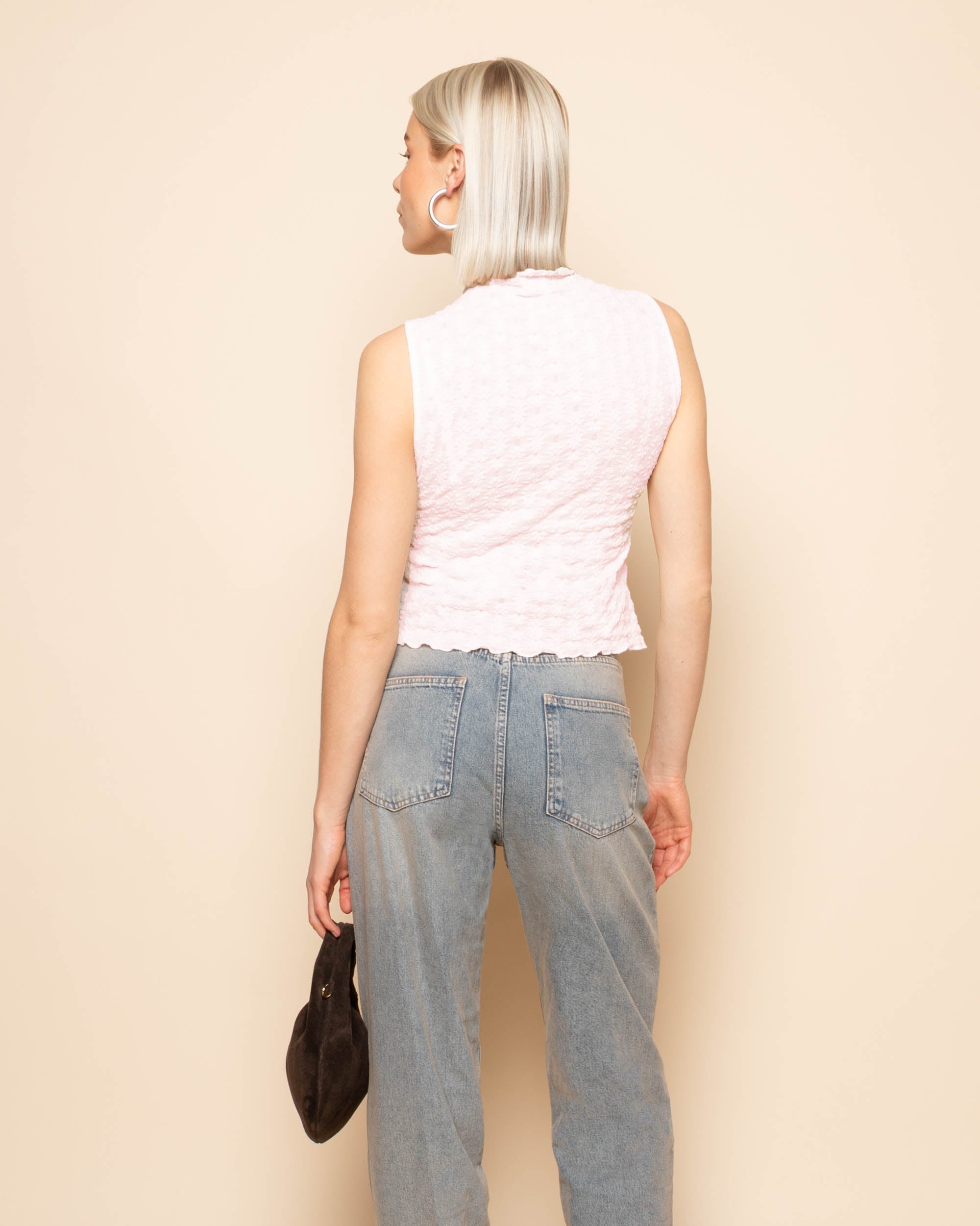 FLOWER STRUCTURE SLEEVELESS TOP PINK