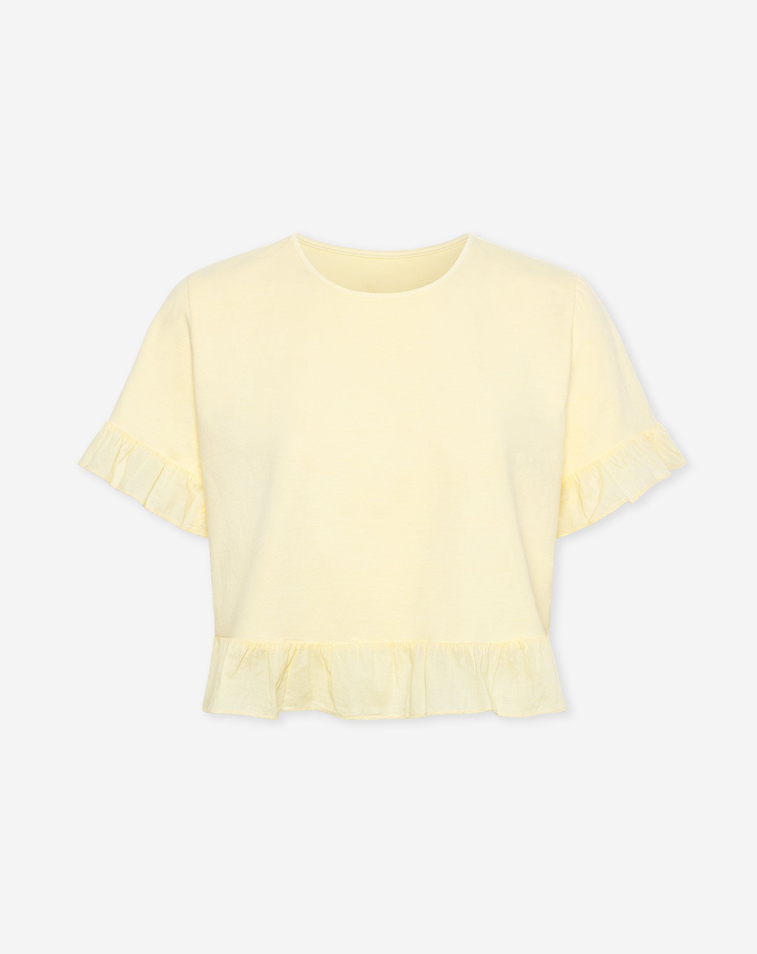 CONTRAST RUFFLE TEE BUTTER YELLOW