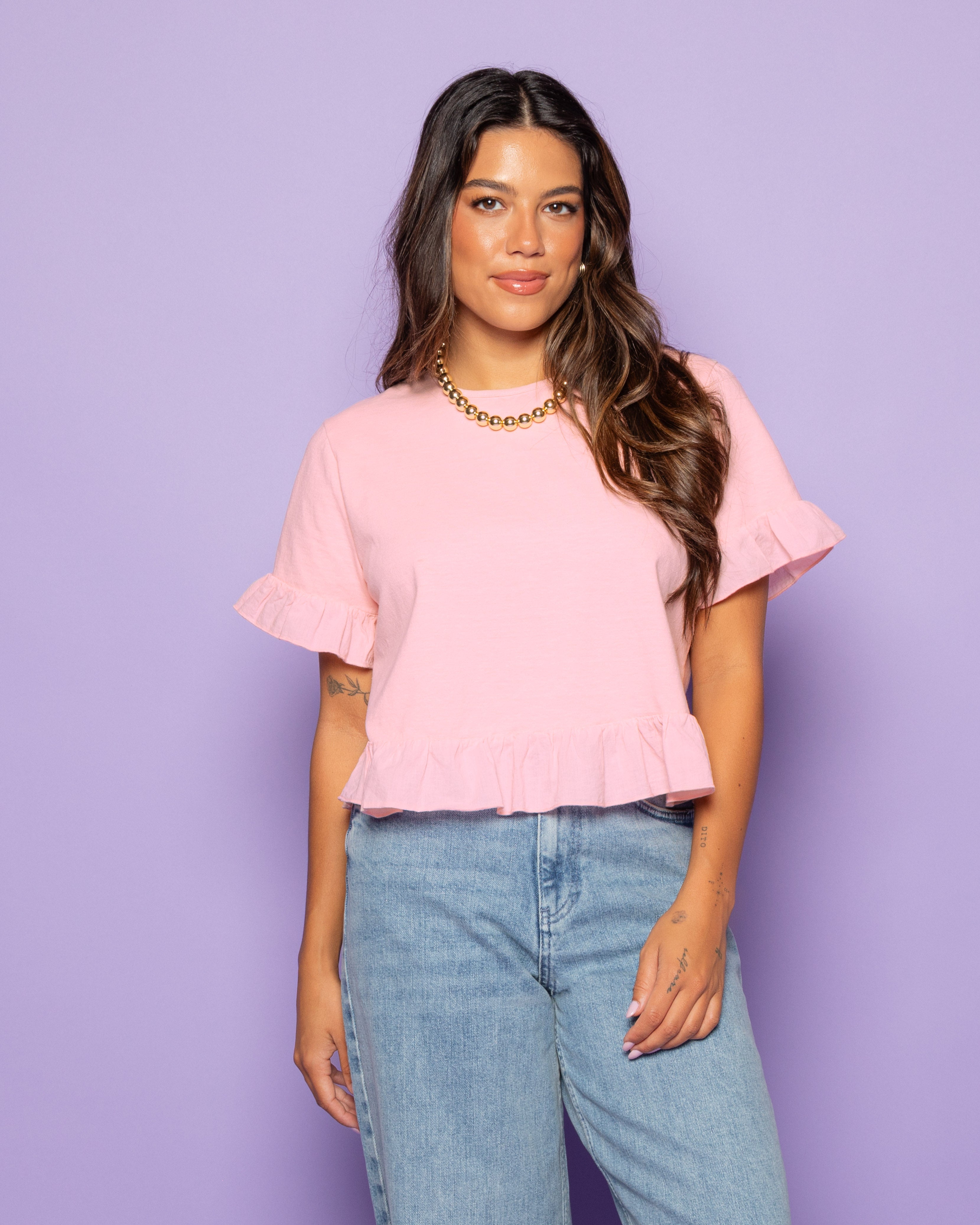 CONTRAST RUFFLE TEE LICHTROZE