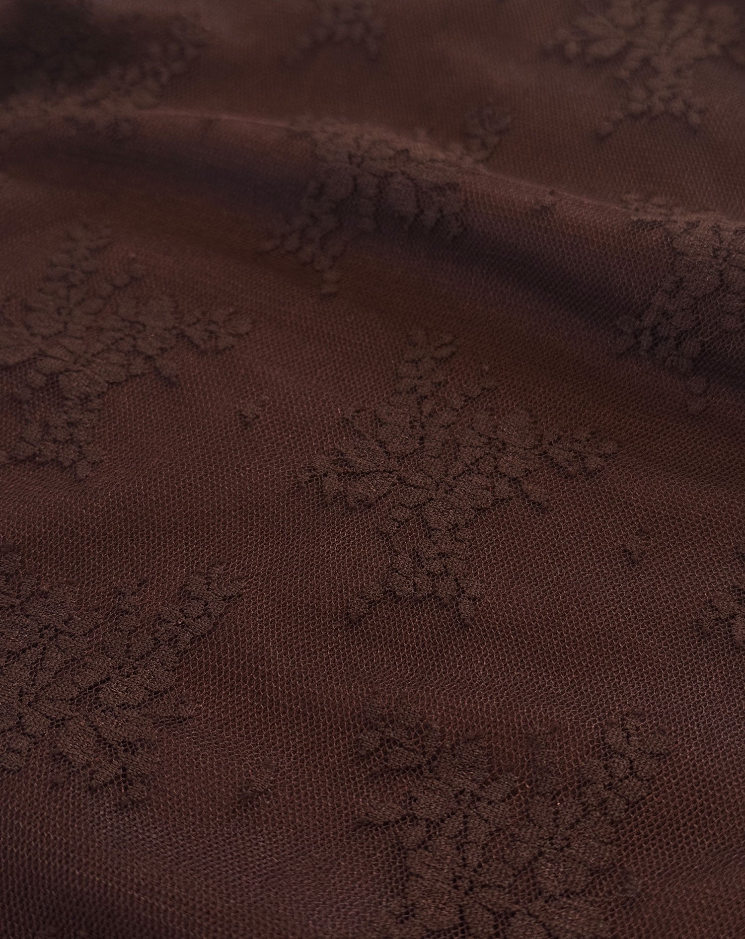 LACE OFF SHOULDER RUCHED TOP BROWN