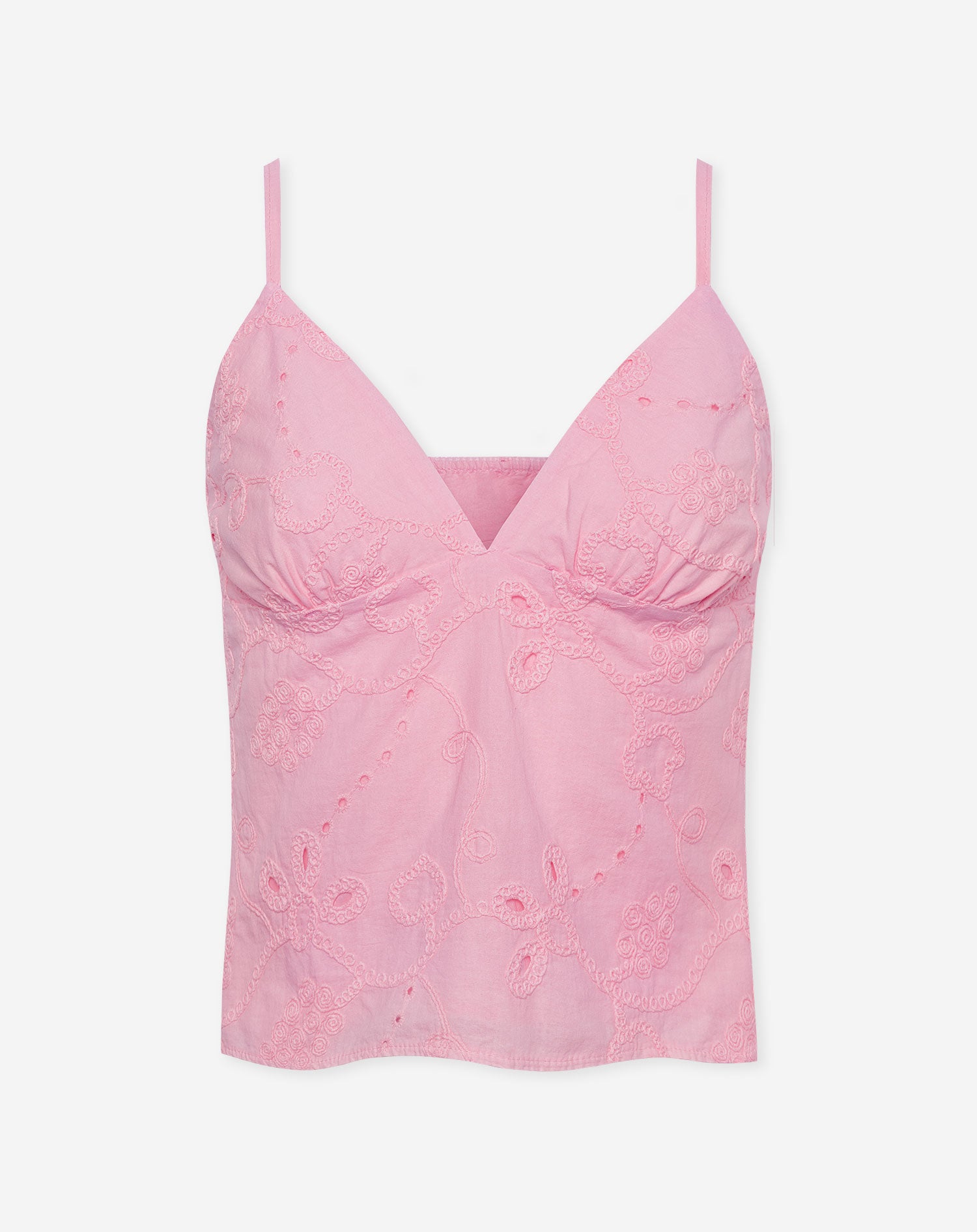 MANOU BRODERIE CAMI TOP PINK