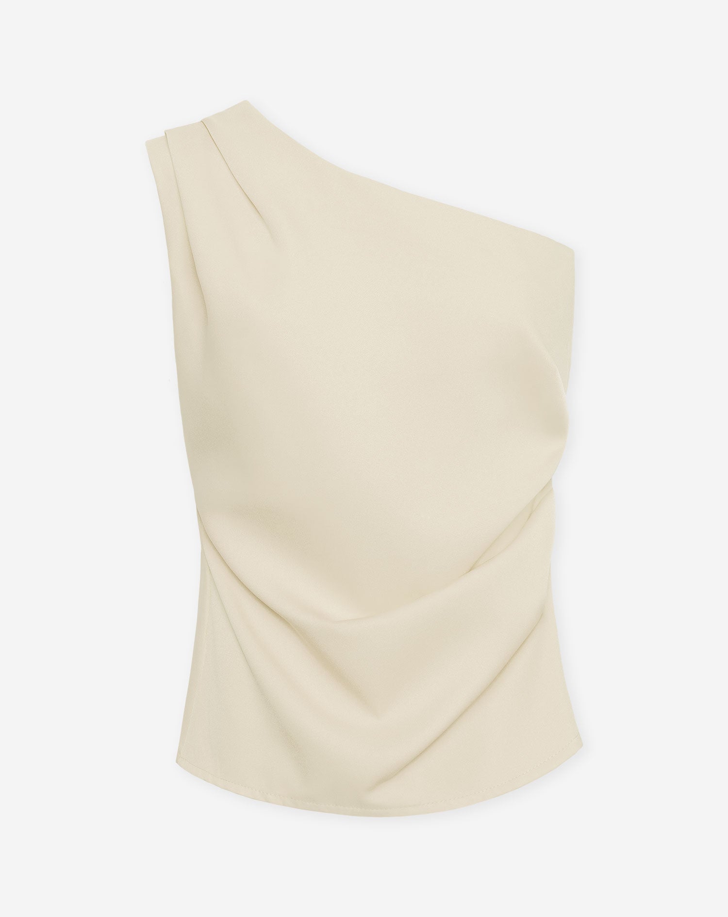 SOFIA ONE SHOULDER RUCHED TOP BEIGE
