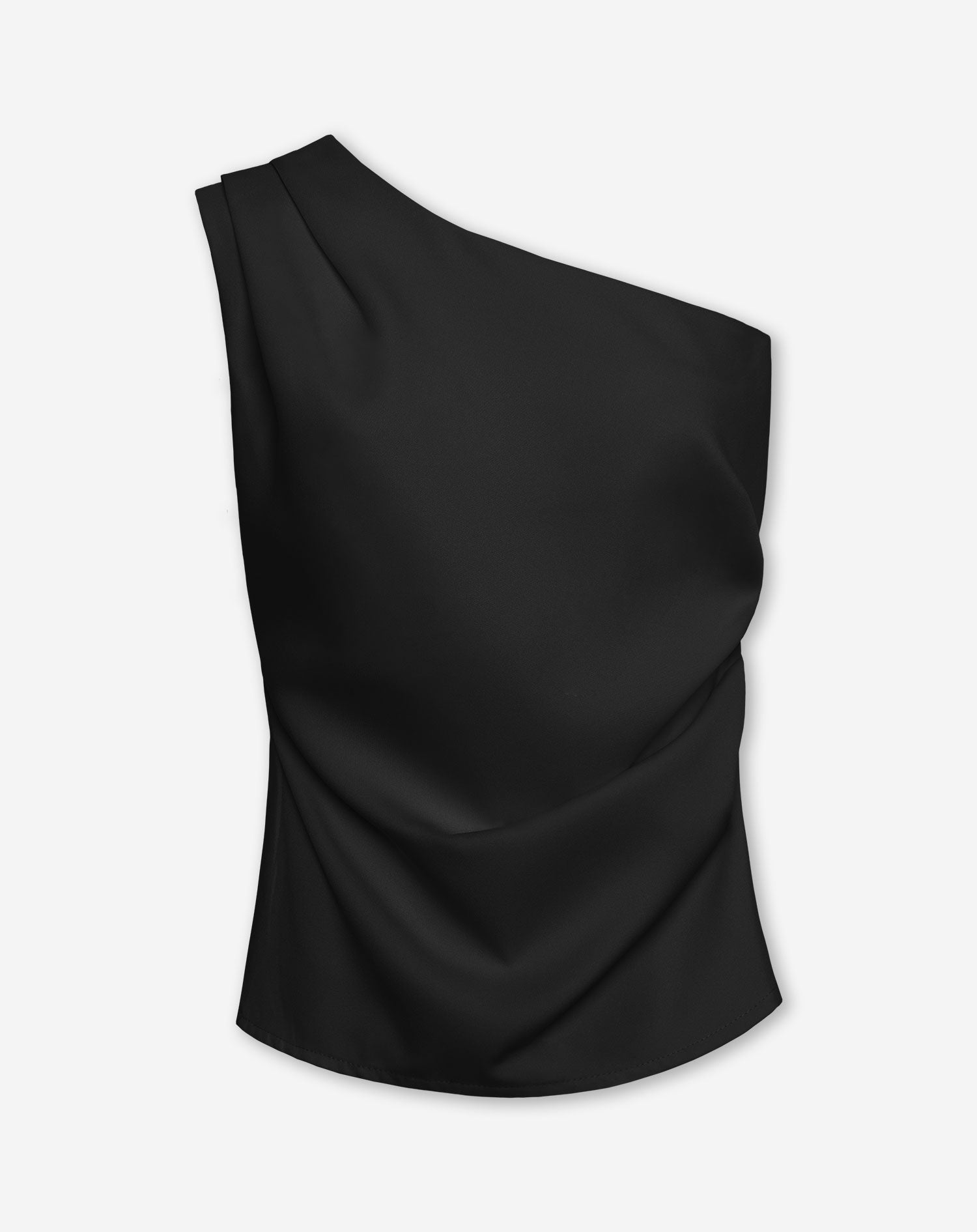 SOFIA ONE SHOULDER RUCHED TOP BLACK
