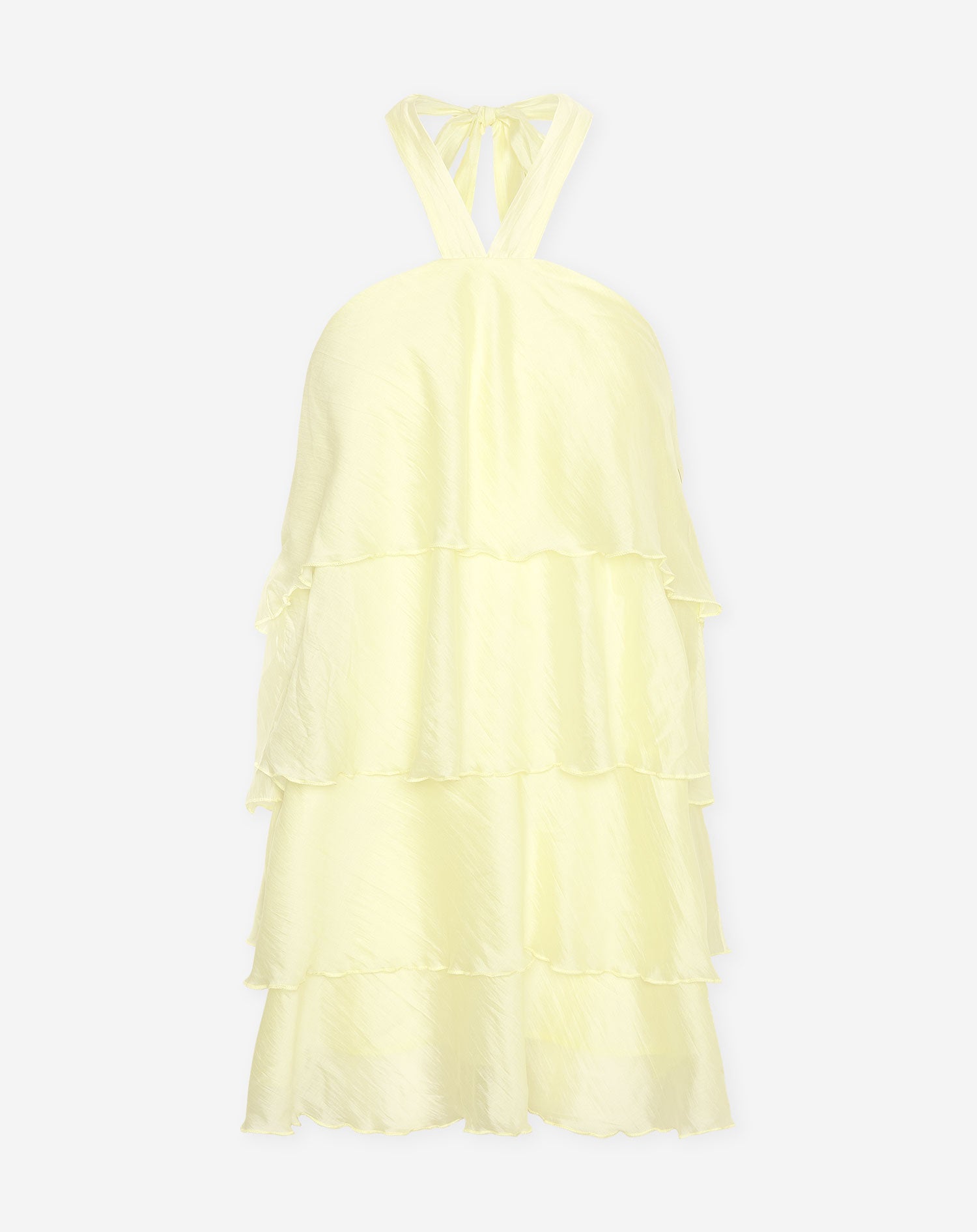 RUFFLE HALTER DRESS BUTTER YELLOW