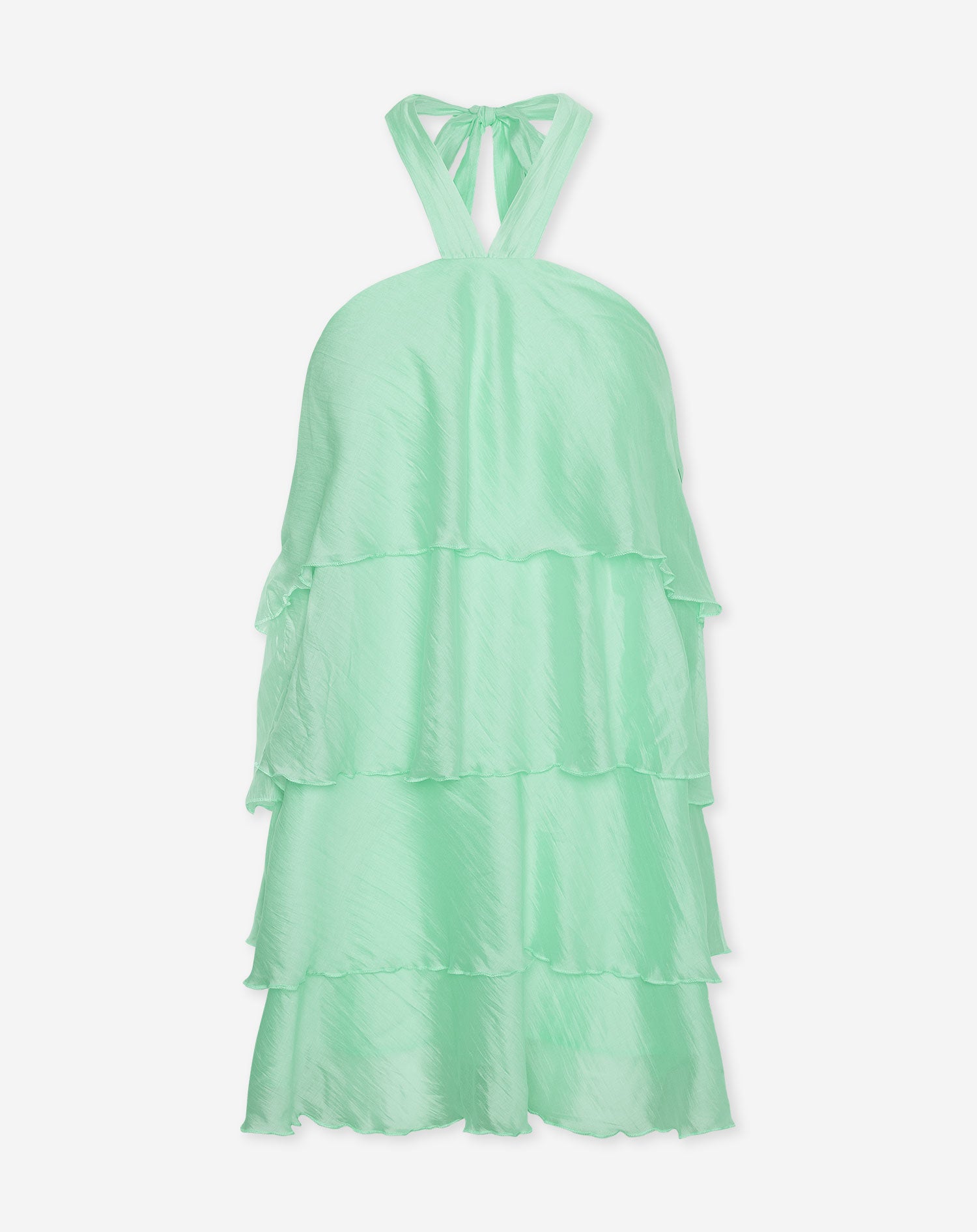RUFFLE HALTER DRESS PISTACHE