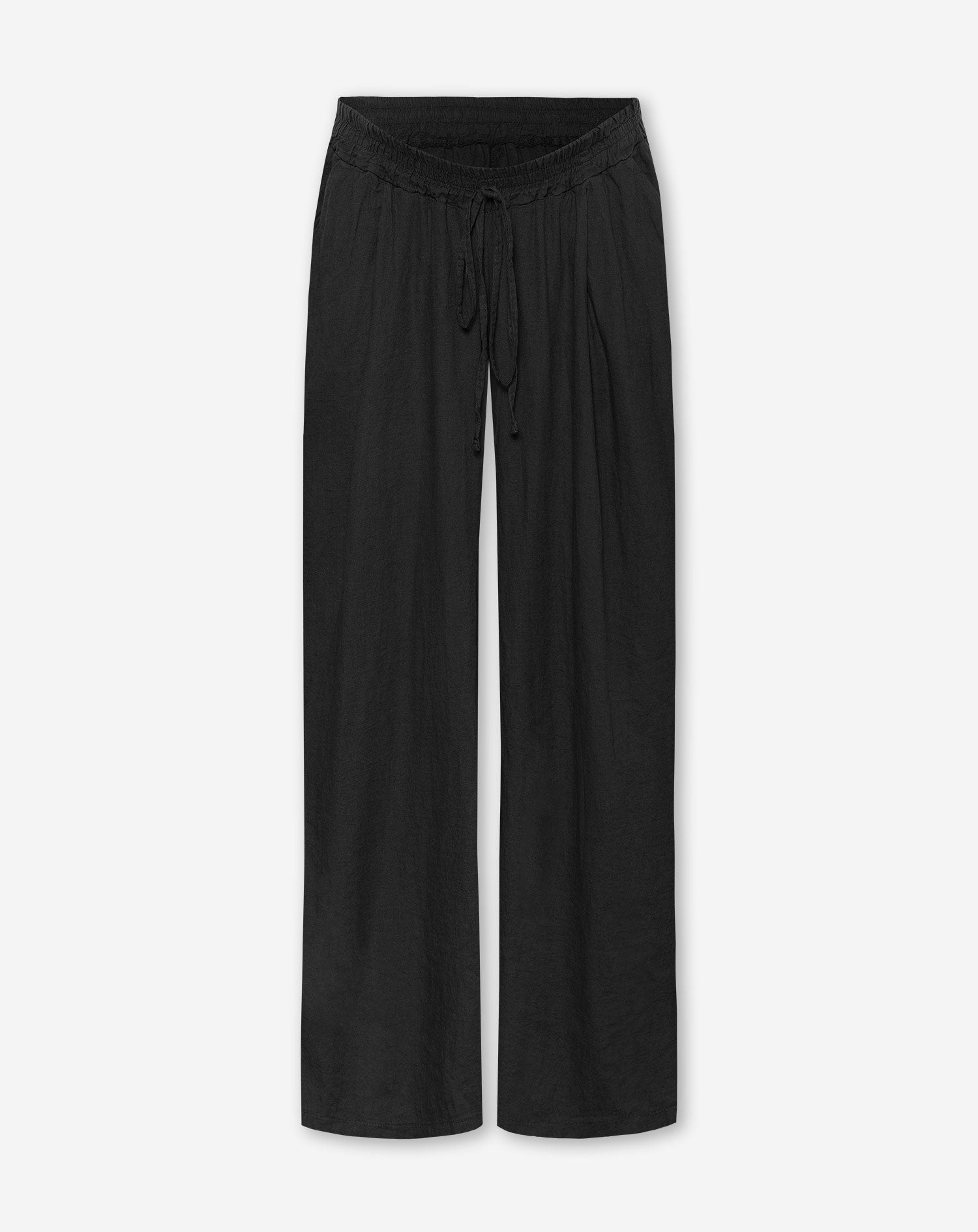 CARMEN LINEN WIDE LEG PANTS PETITE MATERNITY ZWART