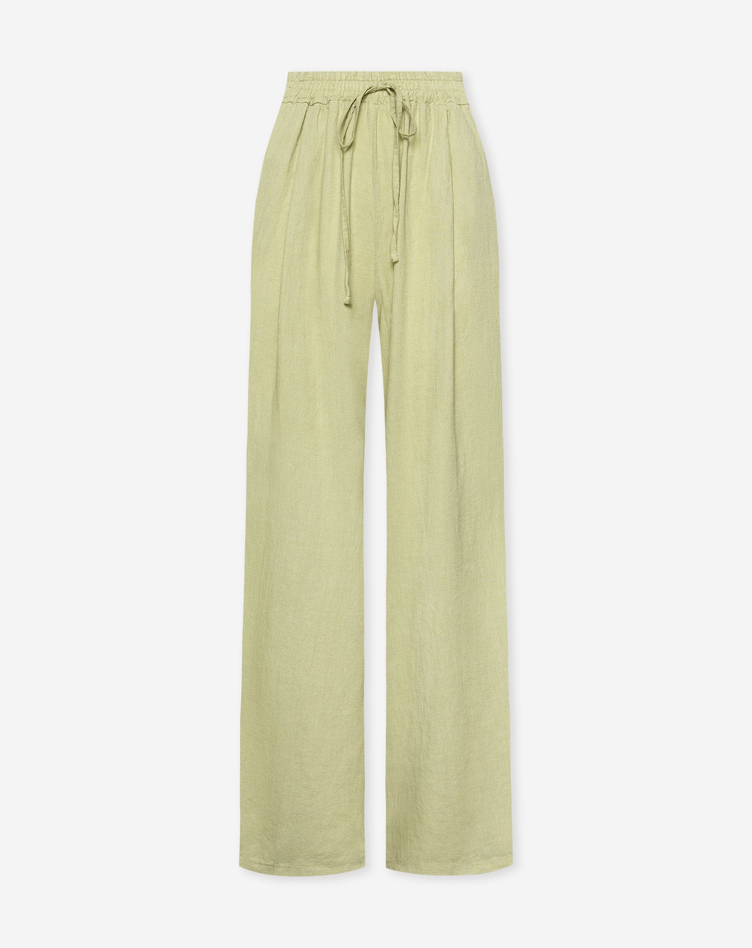 CARMEN LINEN WIDE LEG PANTS LICHT OLIJFGROEN