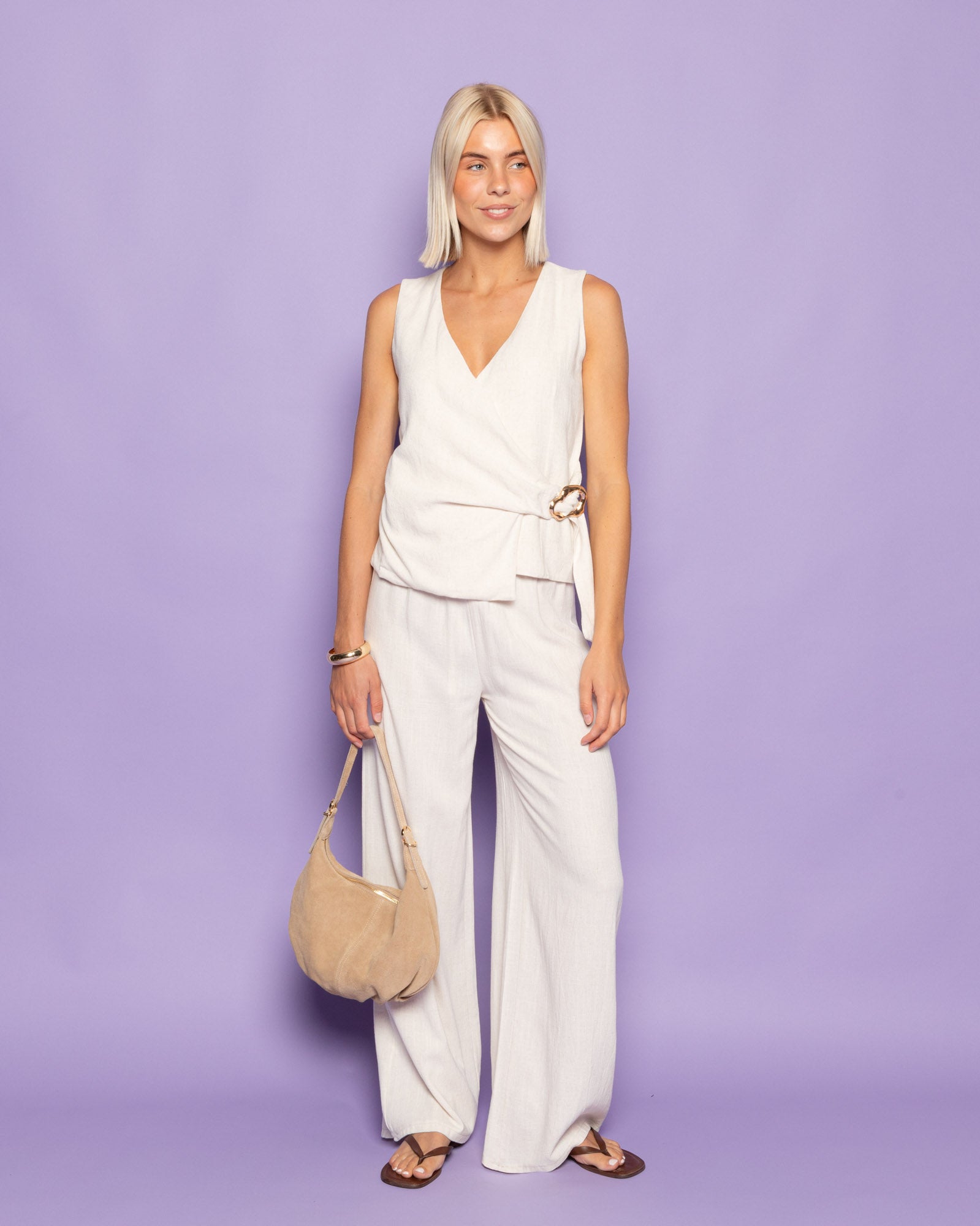 LINDE BUCKLE GILET BEIGE