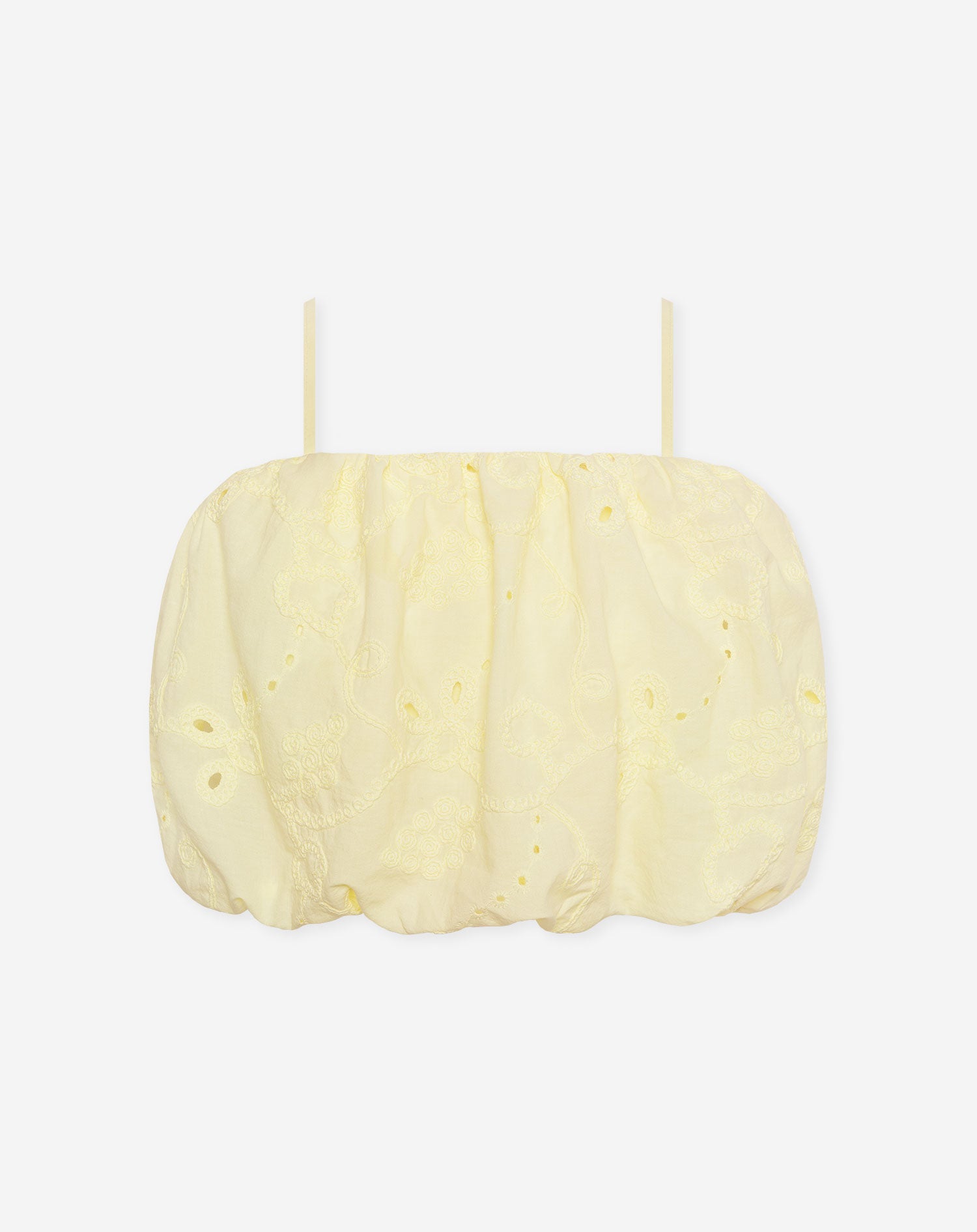MANOU BRODERIE BUBBLE HEM TOP BUTTER YELLOW