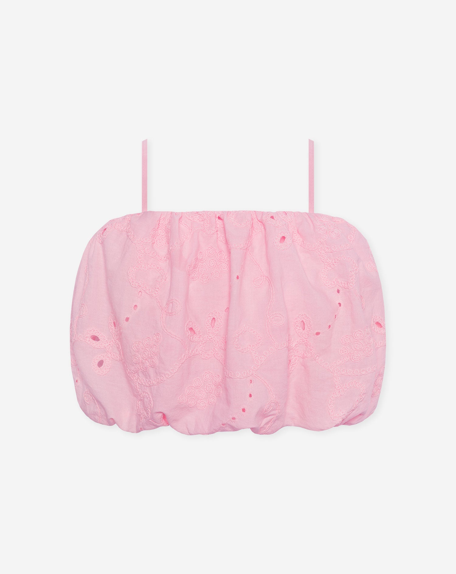 MANOU BRODERIE BUBBLE HEM TOP PINK