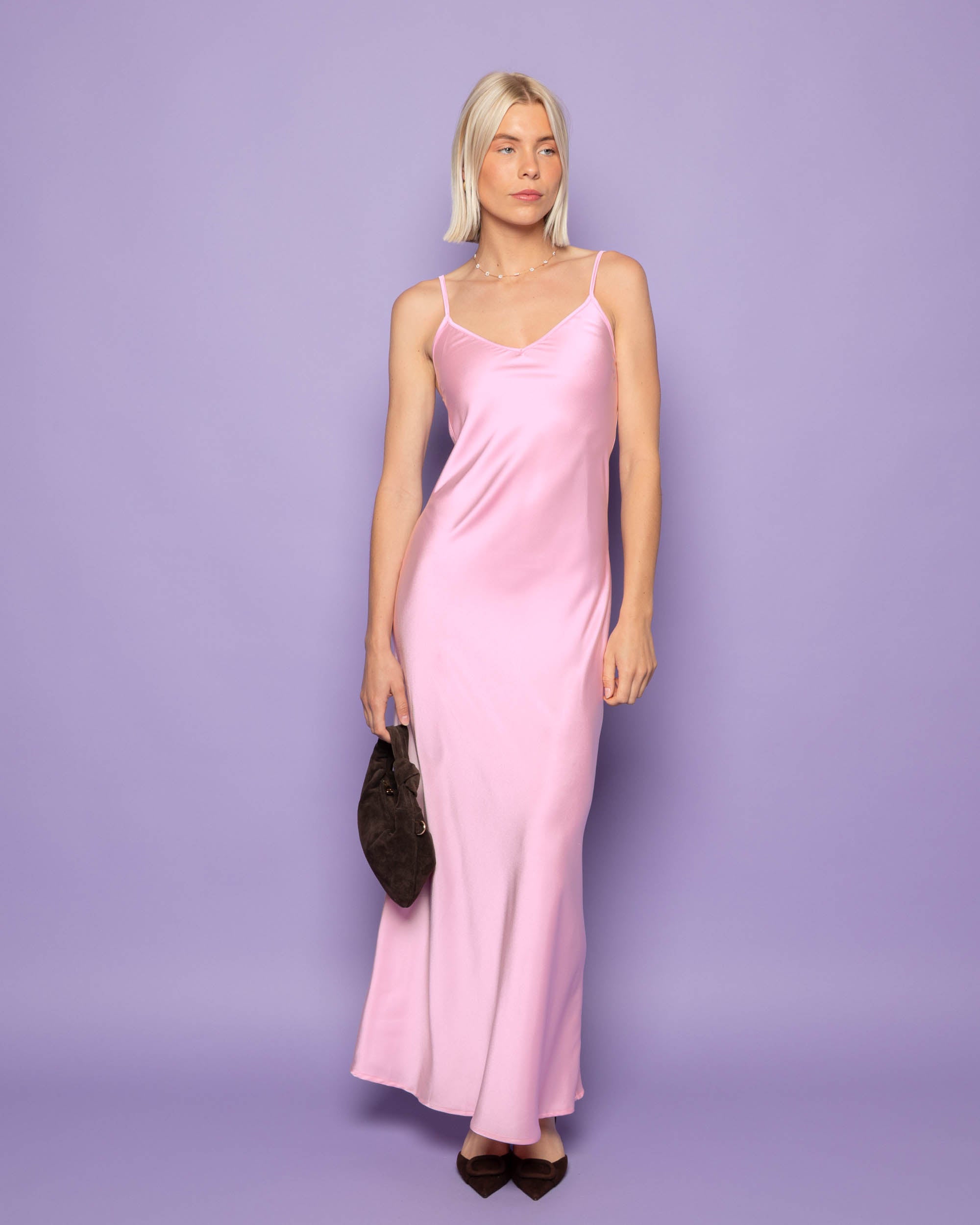 AVERY SATIN SLIP DRESS ROZE