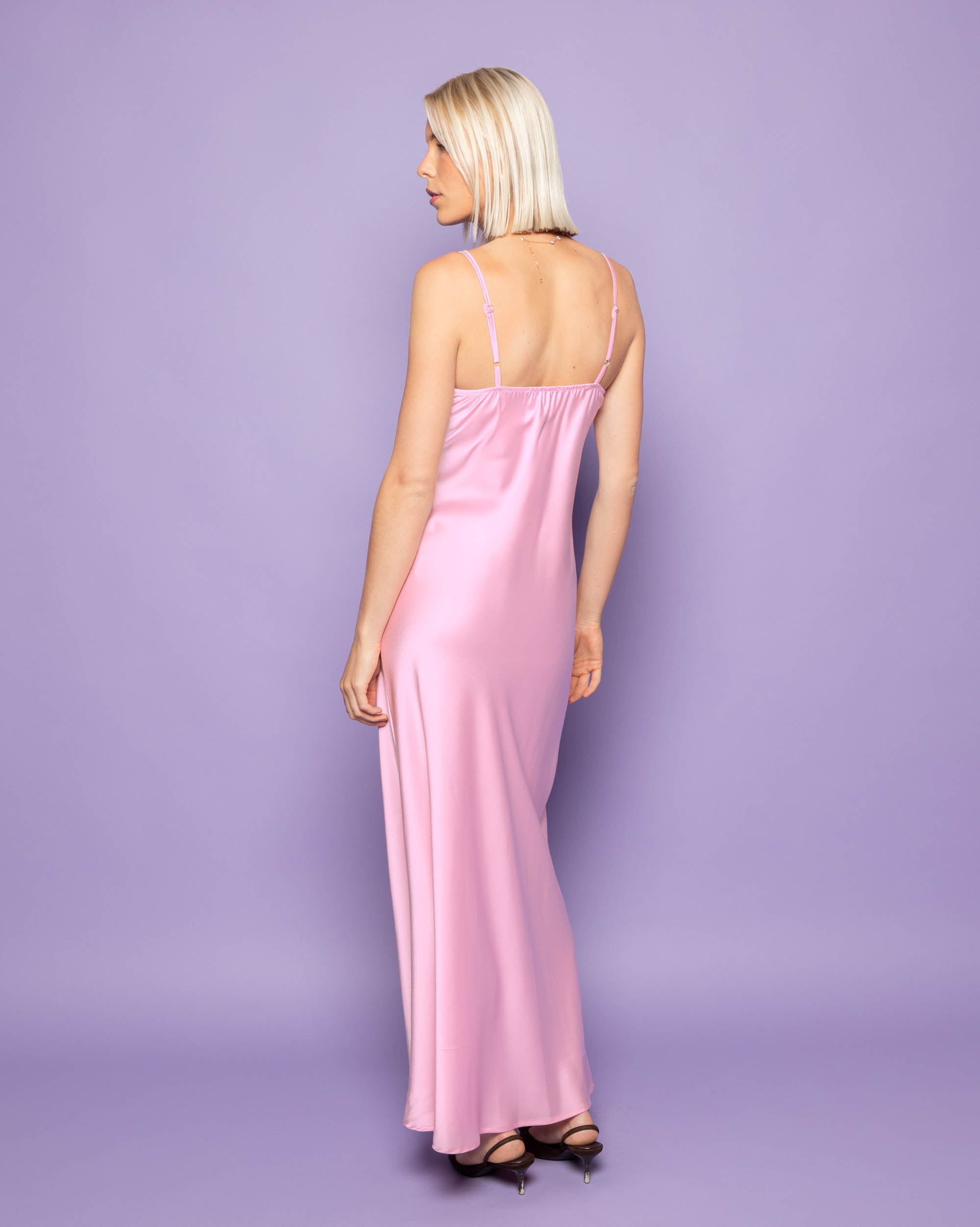 AVERY SATIN SLIP DRESS ROZE