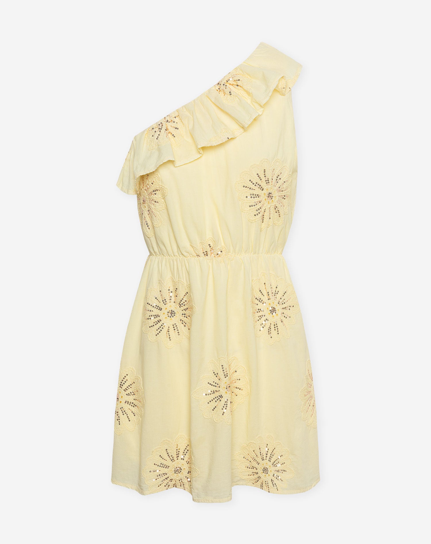 JODIE FLOWER RUFFLE DRESS BUTTER YELLOW