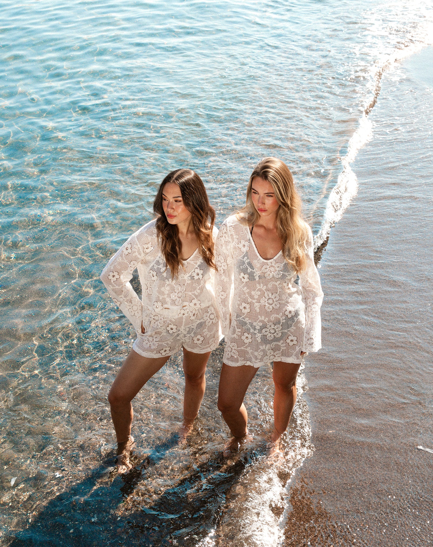 FLOWER SEQUIN CROCHET DRESS CRÈME