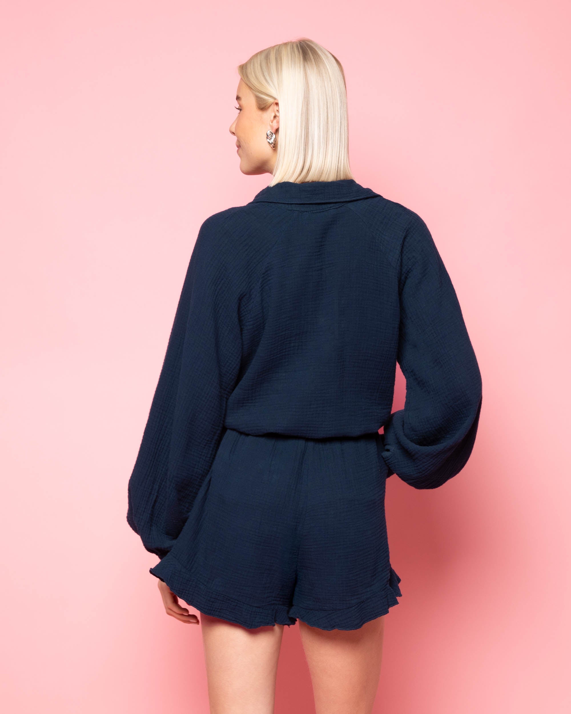 MOUSSELINE BLOUSE MARINEBLAUW