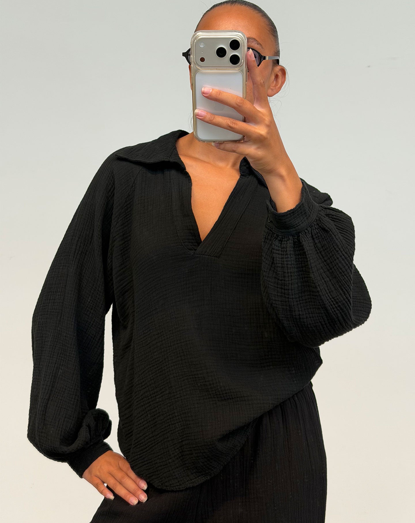 MOUSSELINE BLOUSE ZWART