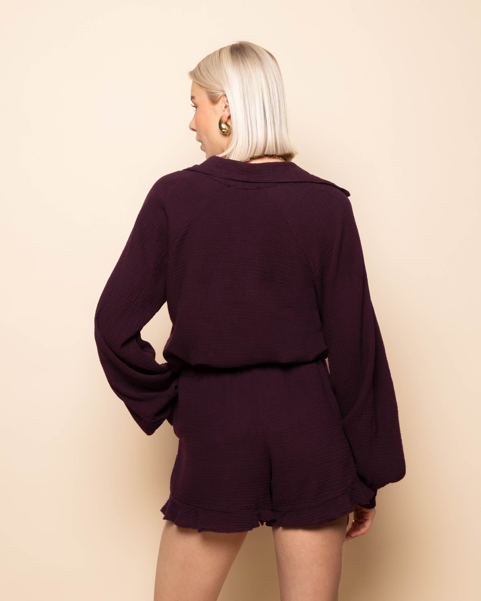 MOUSSELINE SHORTS DARK BURGUNDY