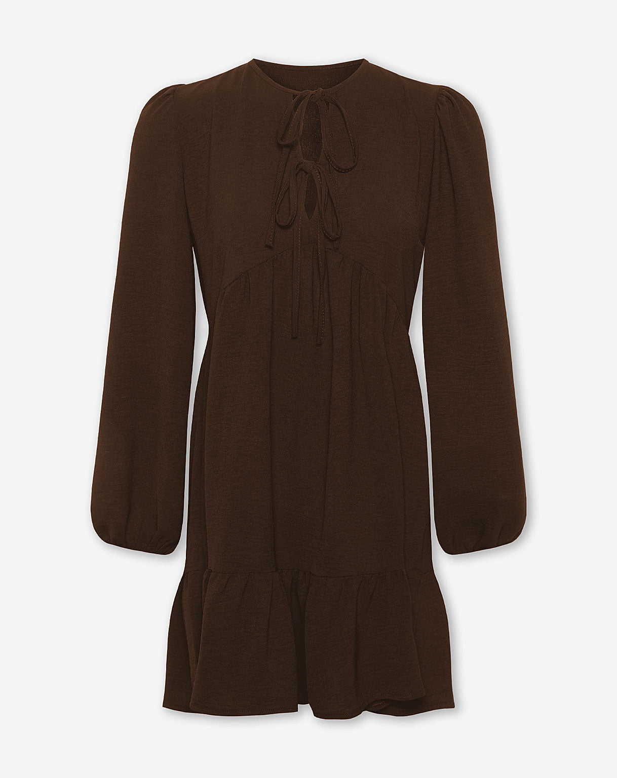 JULIE RUFFLE BOWS DRESS BRUIN